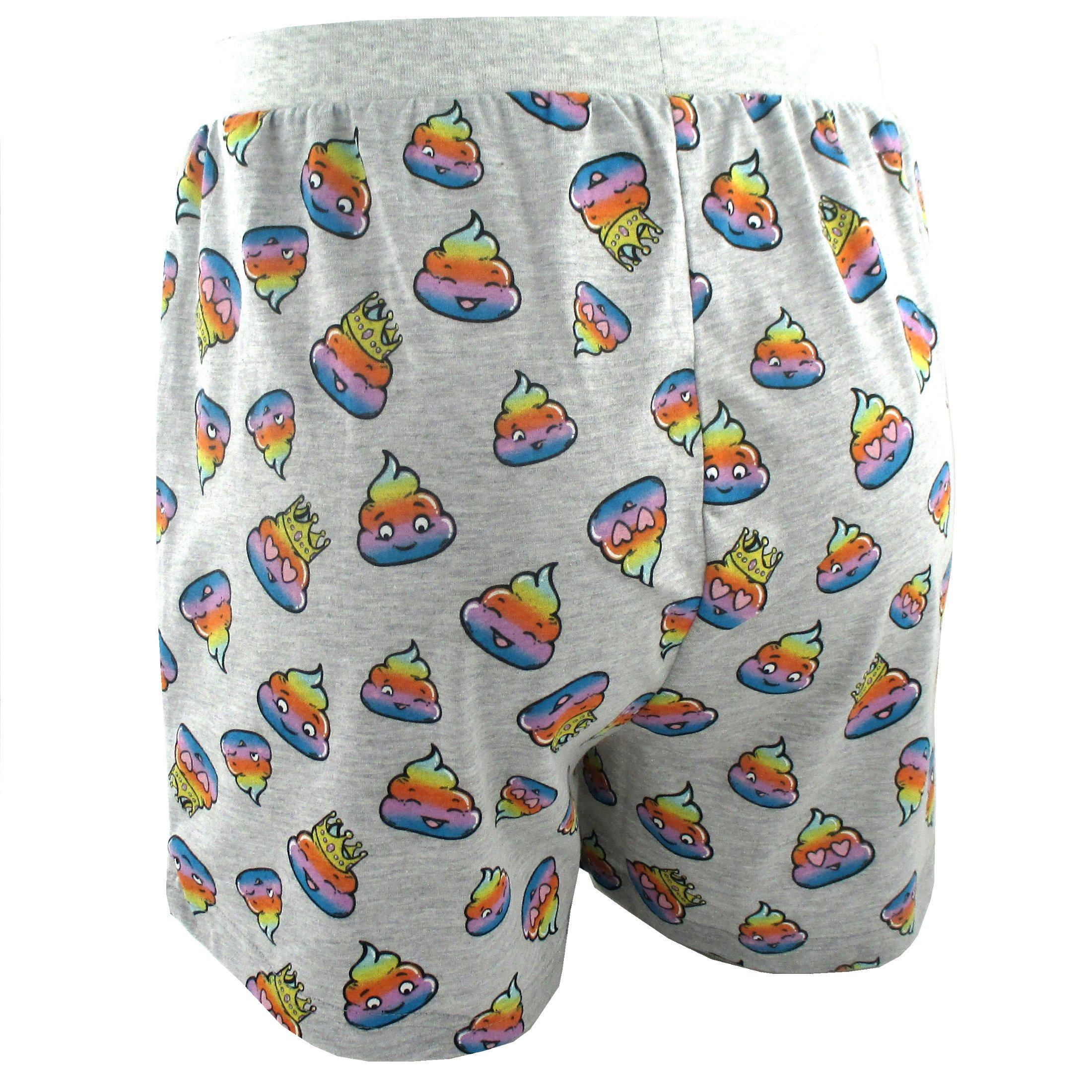 Funny Rainbow Smiley Poop Patterned Cotton Knit Boxer Shorts for Men