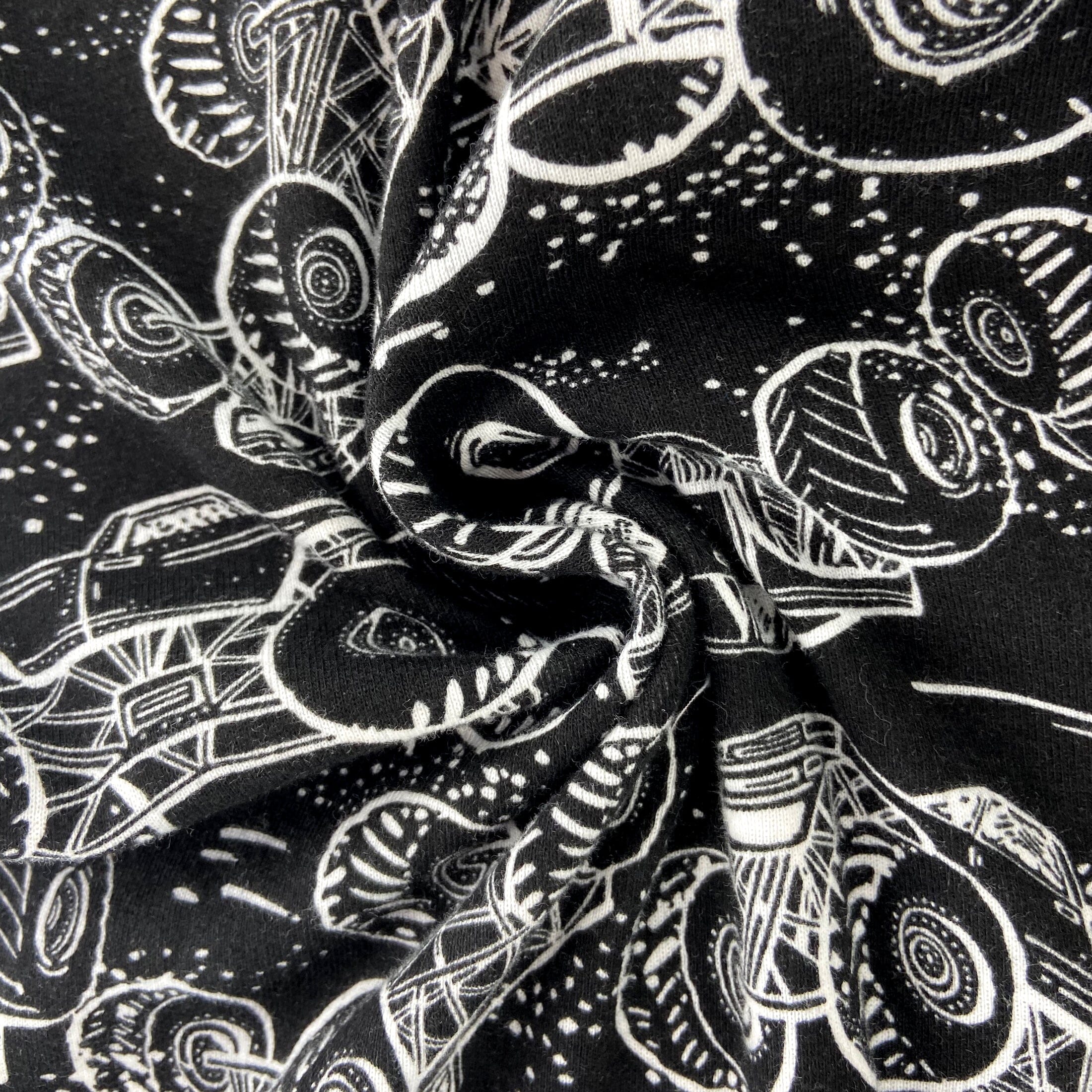 Men's Black Monster Truck Patterned Cotton Knit Long Pajama PJ Pants