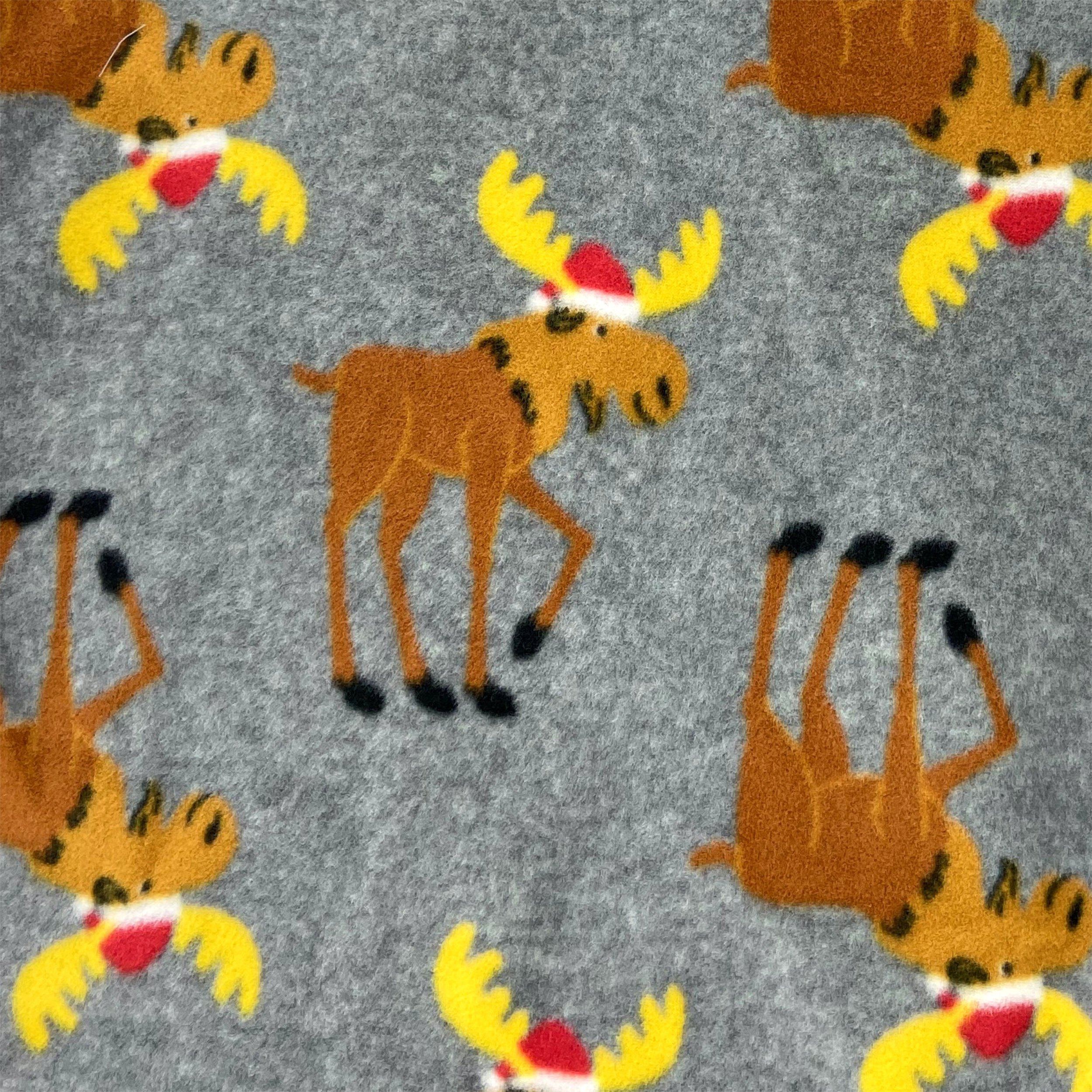 Fun Festive Fleece Pajama Pants for Outdoorsy Men. Moose All Over Print Sleep Bottoms