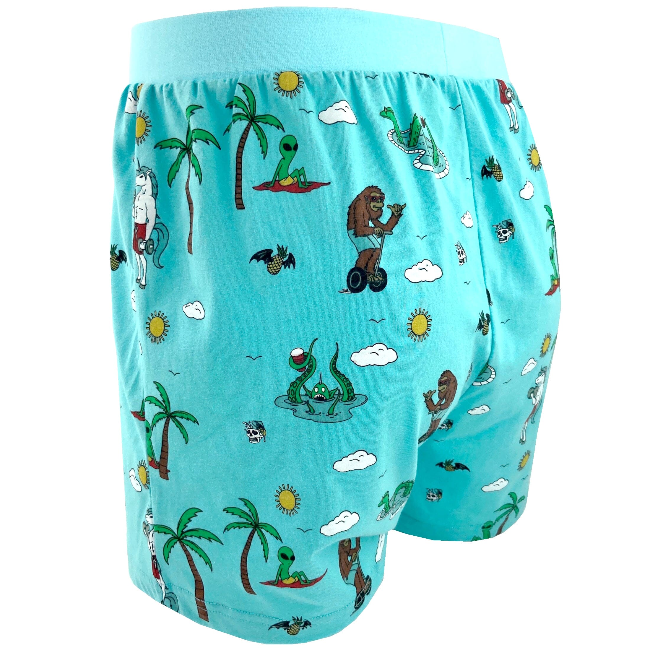 Men's Trippy Unicorn Yeti Loch Ness Alien Novelty Print Pajama Shorts