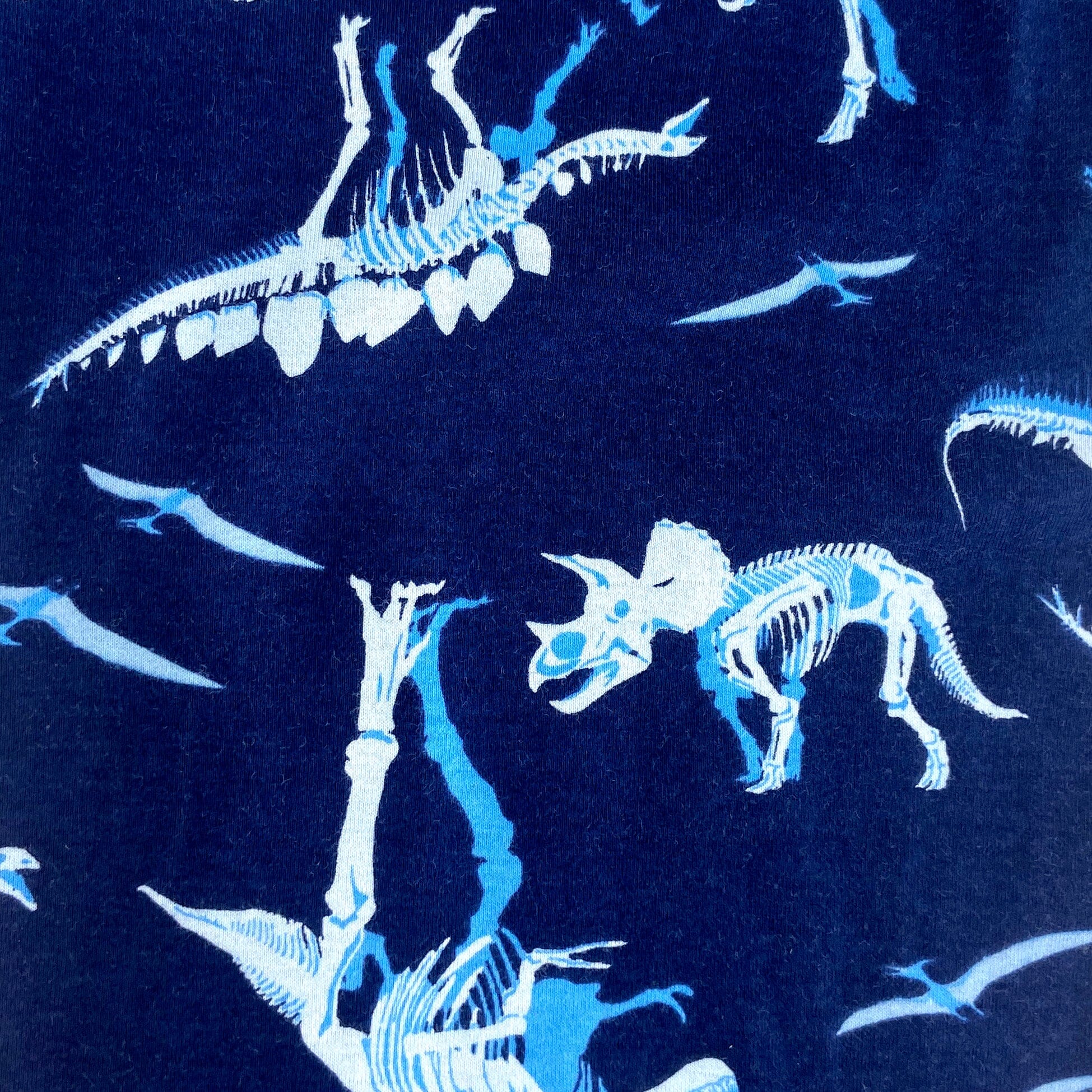 Men's Navy Blue Dinosaur Fossil Bones Patterned Knit Long Pajama Pants