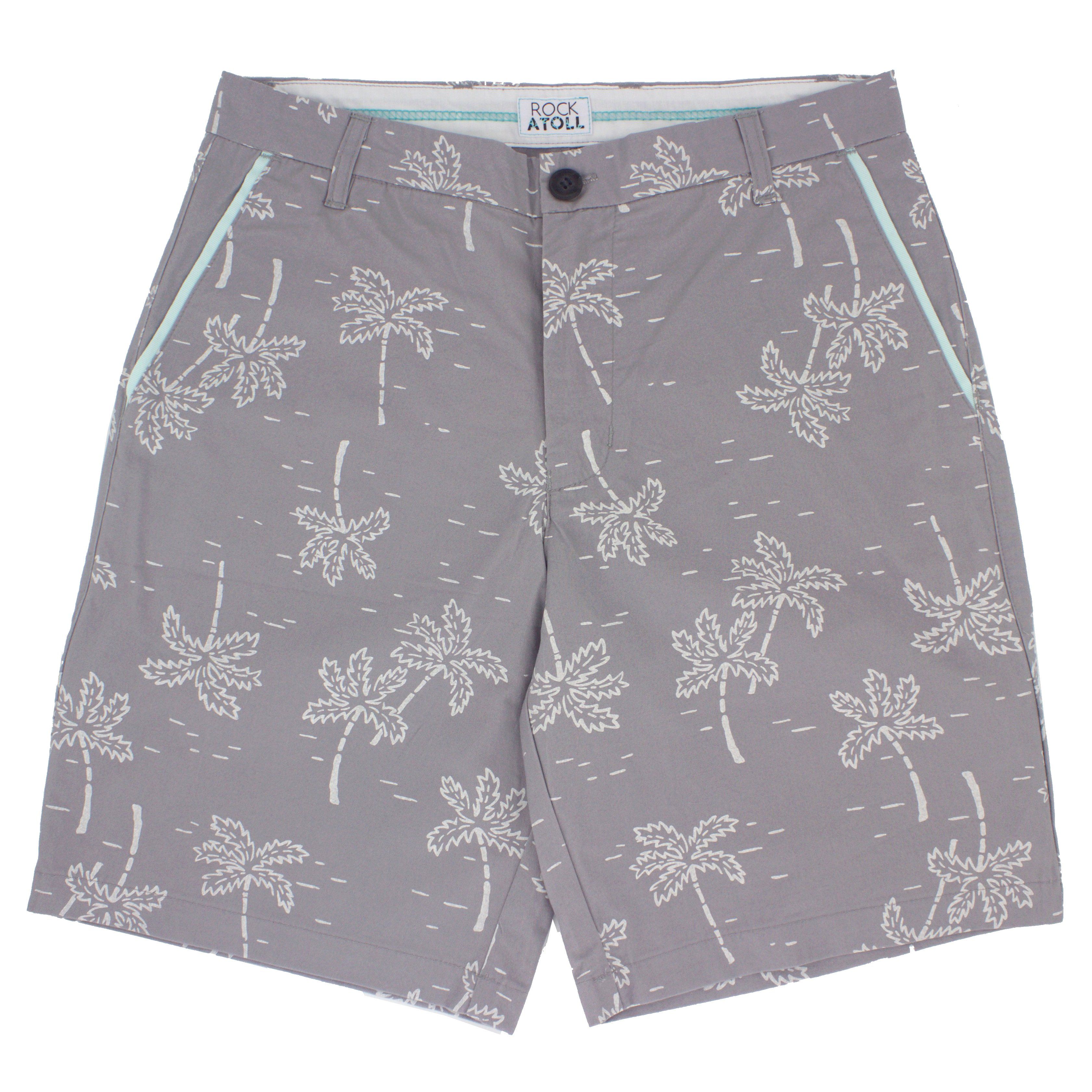 Palm Tree Classic Fit 10 Inch Inseam Flat Front Men's Shorts