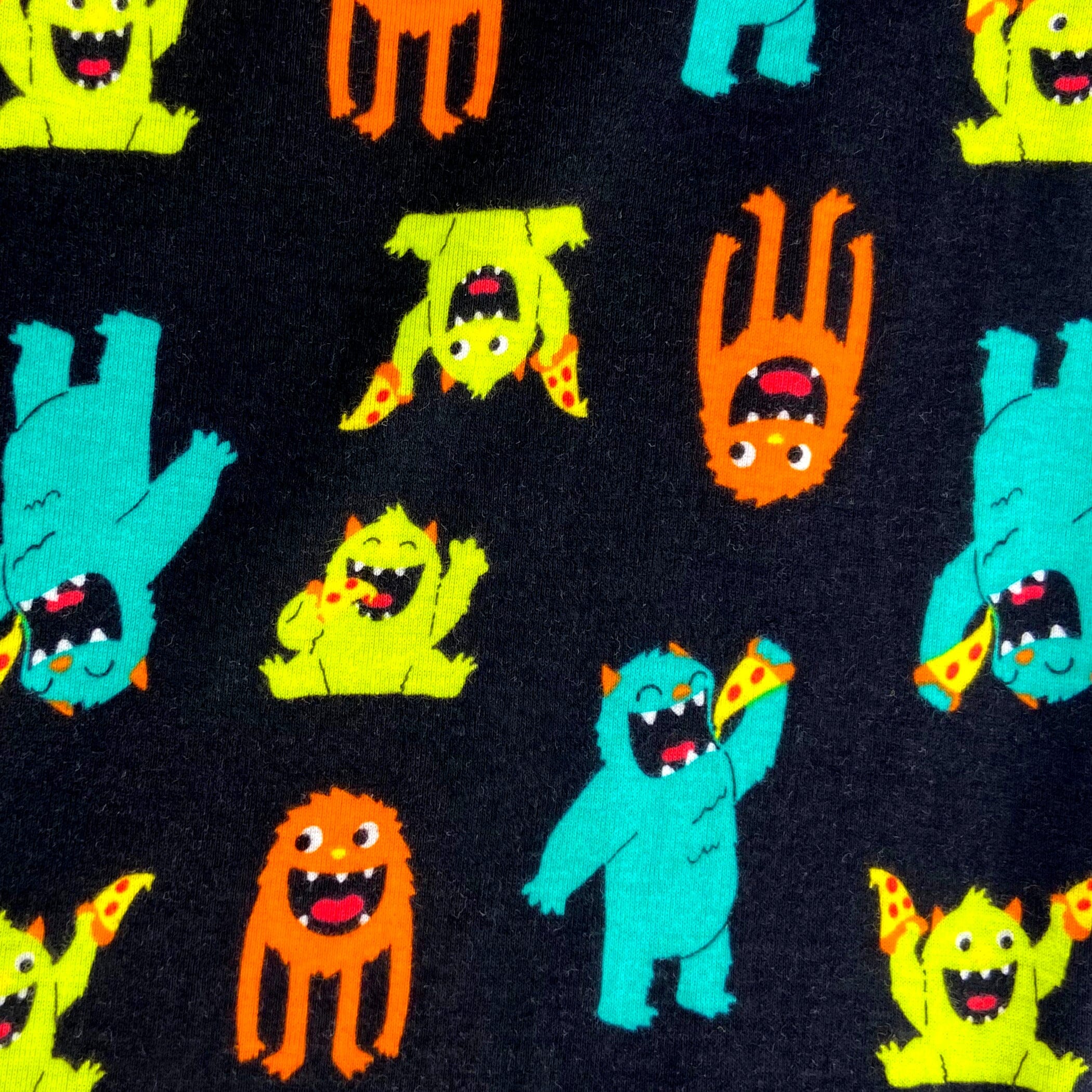 Men's Pizza Monster Print Food Themed Long Cotton Pajama Pant Bottoms