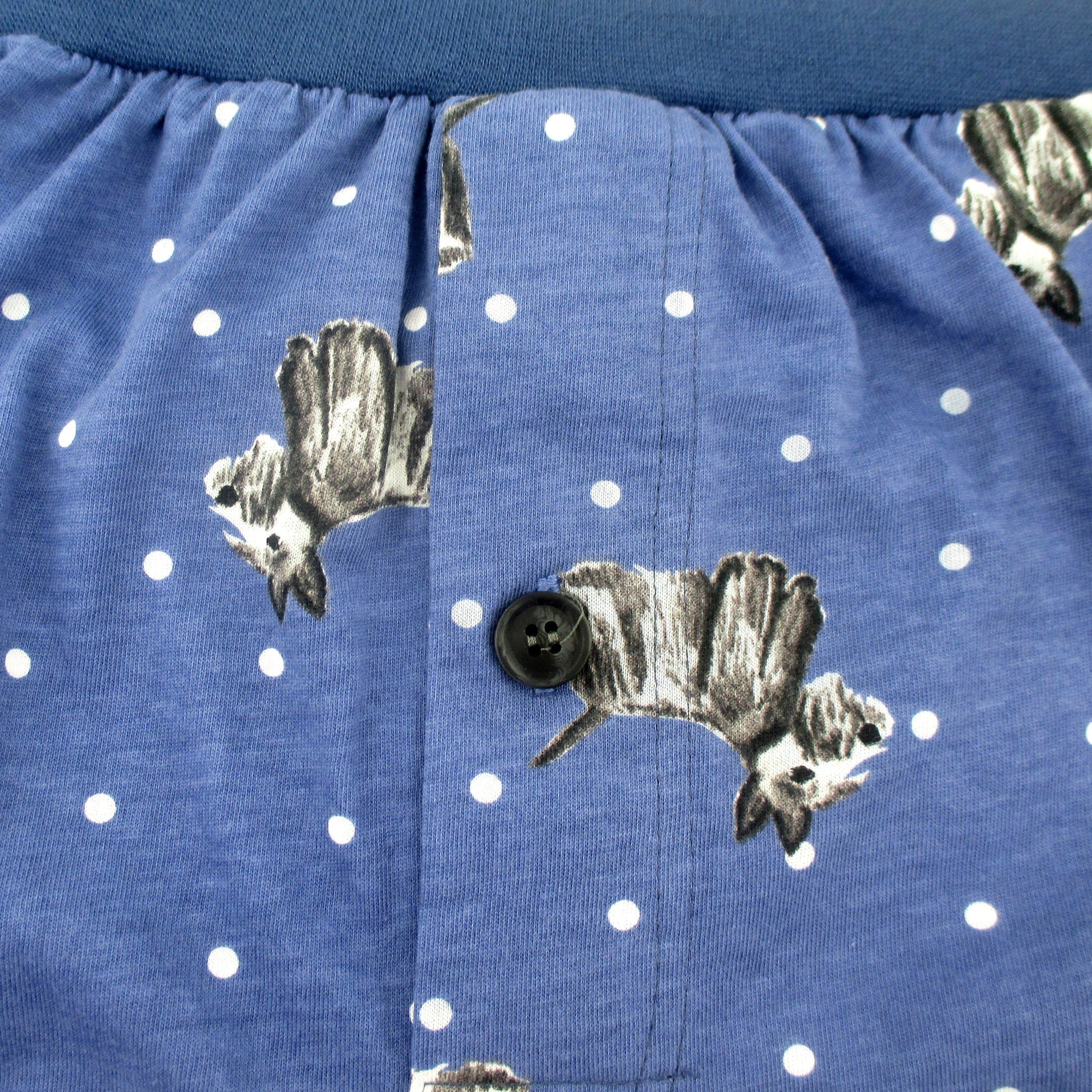 Men's Blue Scottie Dog Lover Print Stretch Cotton Knit Boxer Shorts