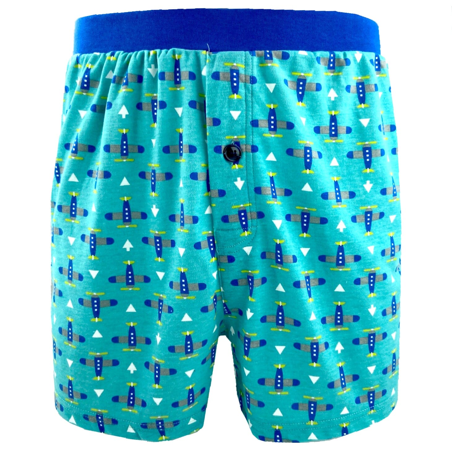 Men's Airplane All Over Print Drawstring Cotton Knit Pyjama Shorts