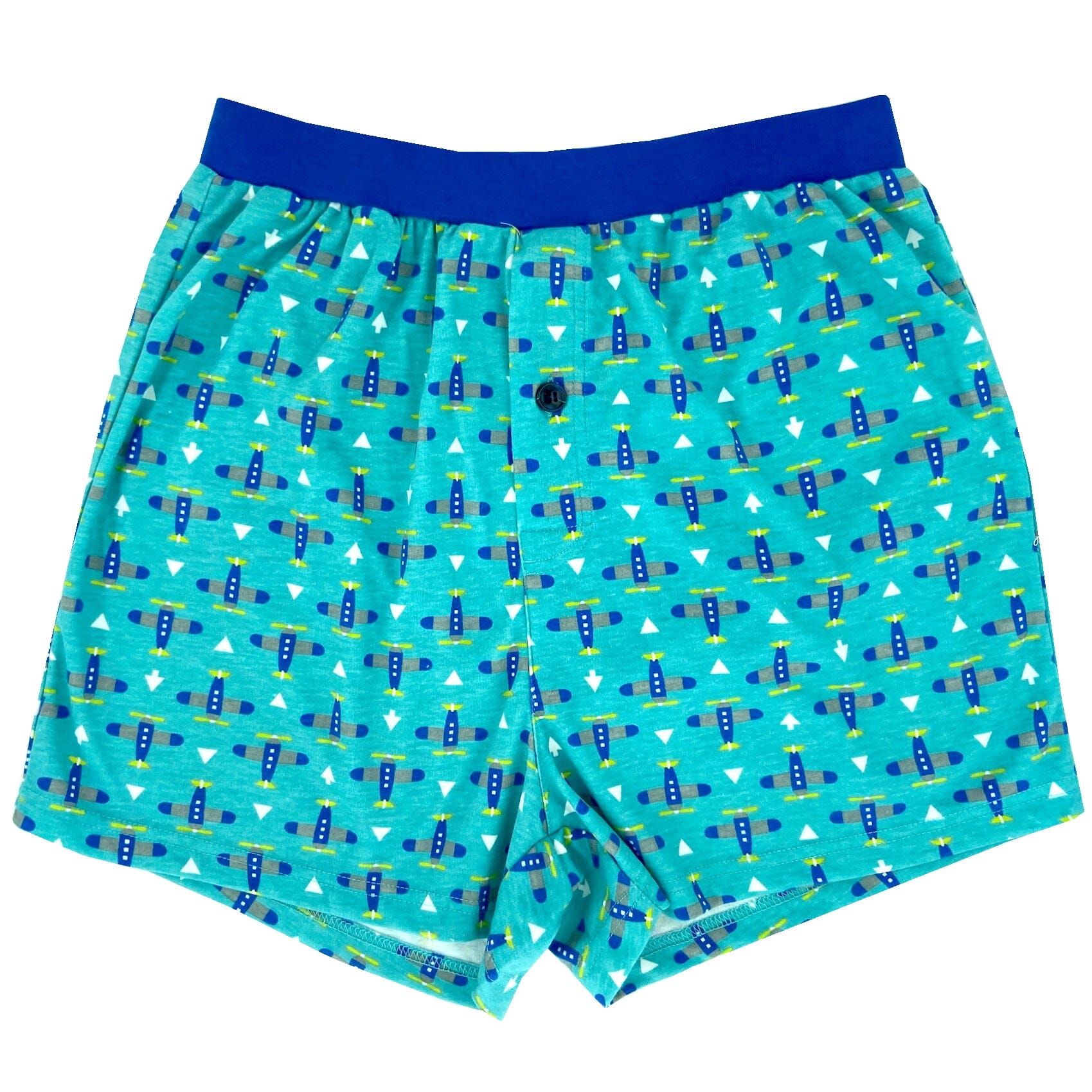 Men's Airplane All Over Print Drawstring Cotton Knit Pyjama Shorts