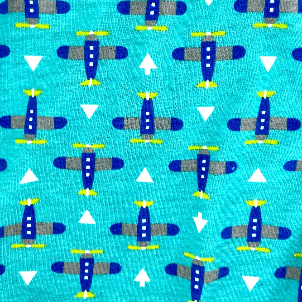 Men's Airplane All Over Print Drawstring Cotton Knit Pyjama Shorts