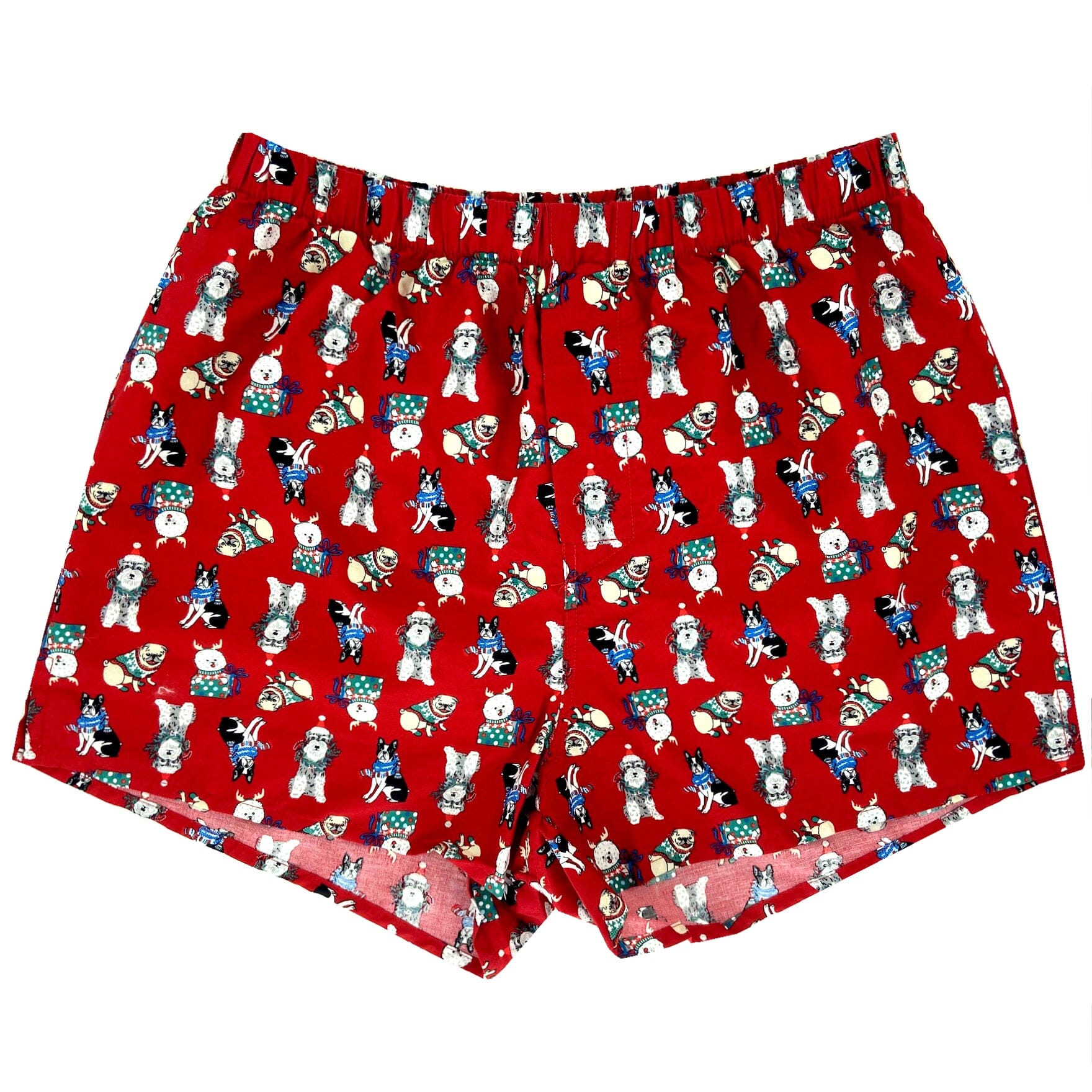 Fun Festive Christmas Puppy Dog Patterned Cotton Boxer Shorts for Men
