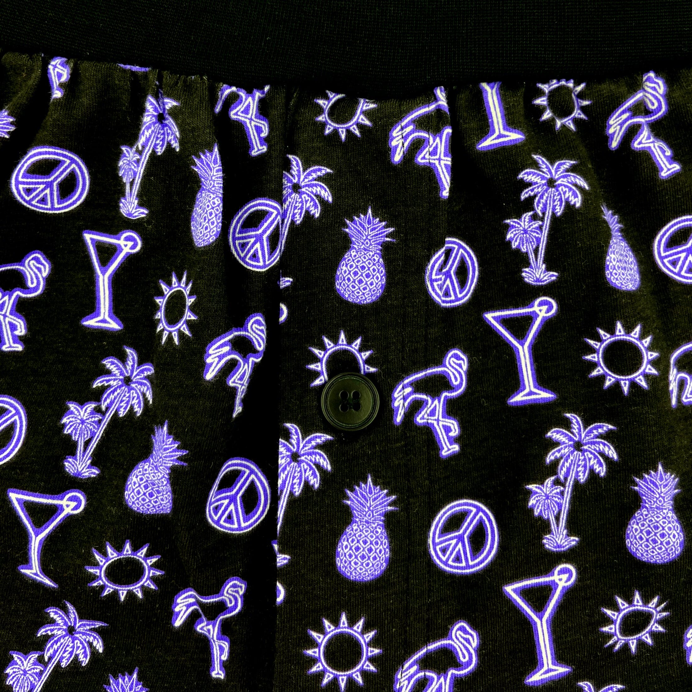 Men's Pineapple Flamingo All-Over Print Cotton Knit Pajama Shorts