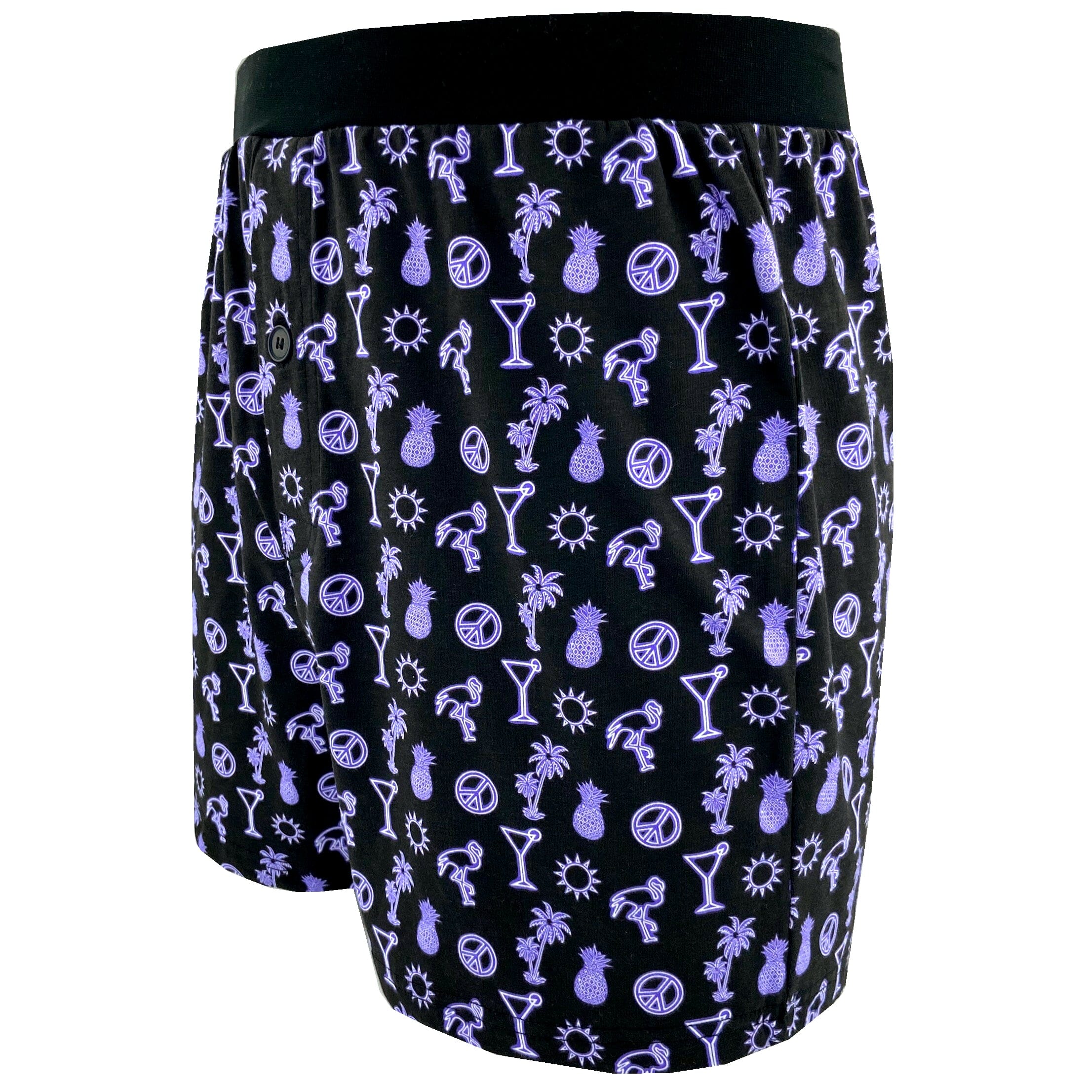 Men's Pineapple Flamingo All-Over Print Cotton Knit Pajama Shorts