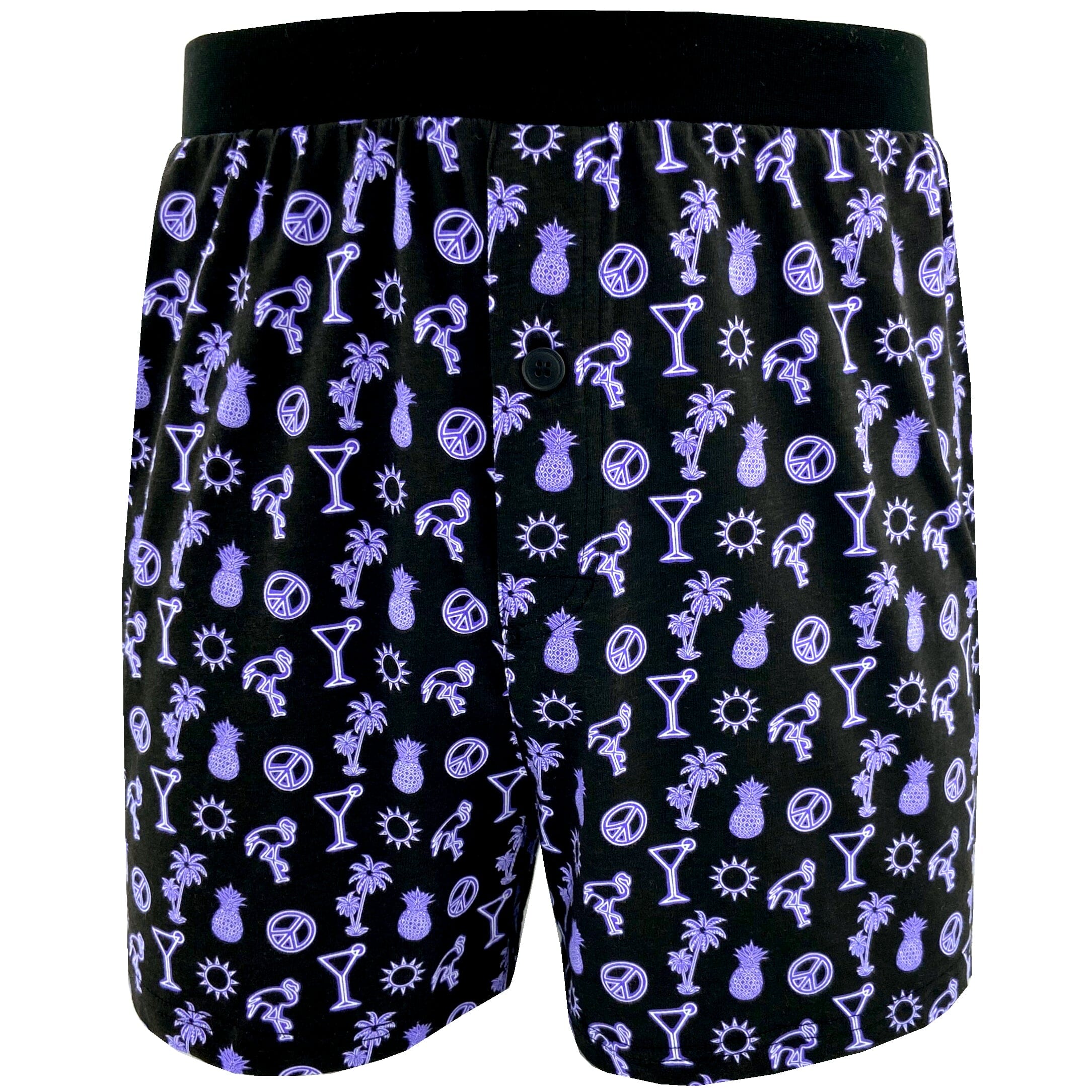 Men's Pineapple Flamingo All-Over Print Cotton Knit Pajama Shorts