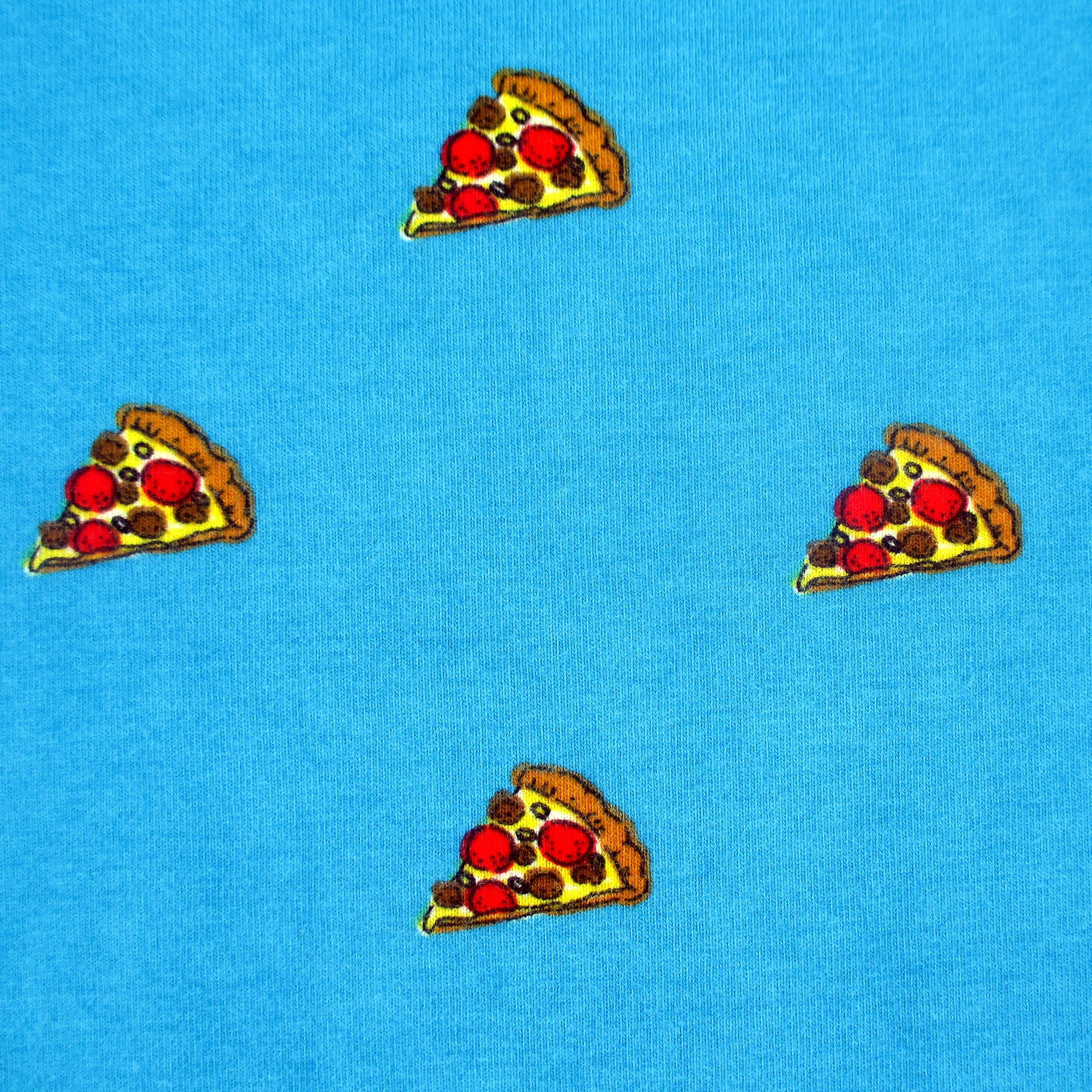 Food Themed Pizza Slice All Over Print T-Shirt for Men in Bright Blue