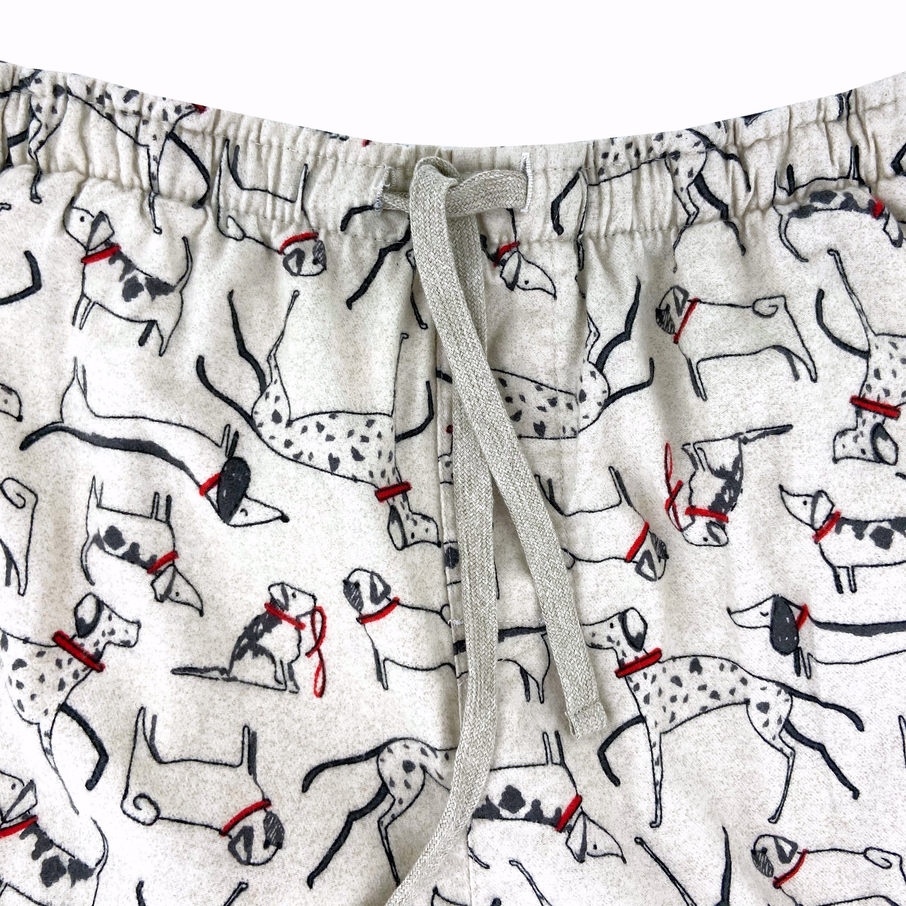 Men's Soft Comfy Grey Flannel Pajama Bottoms with Dog Printed Pattern