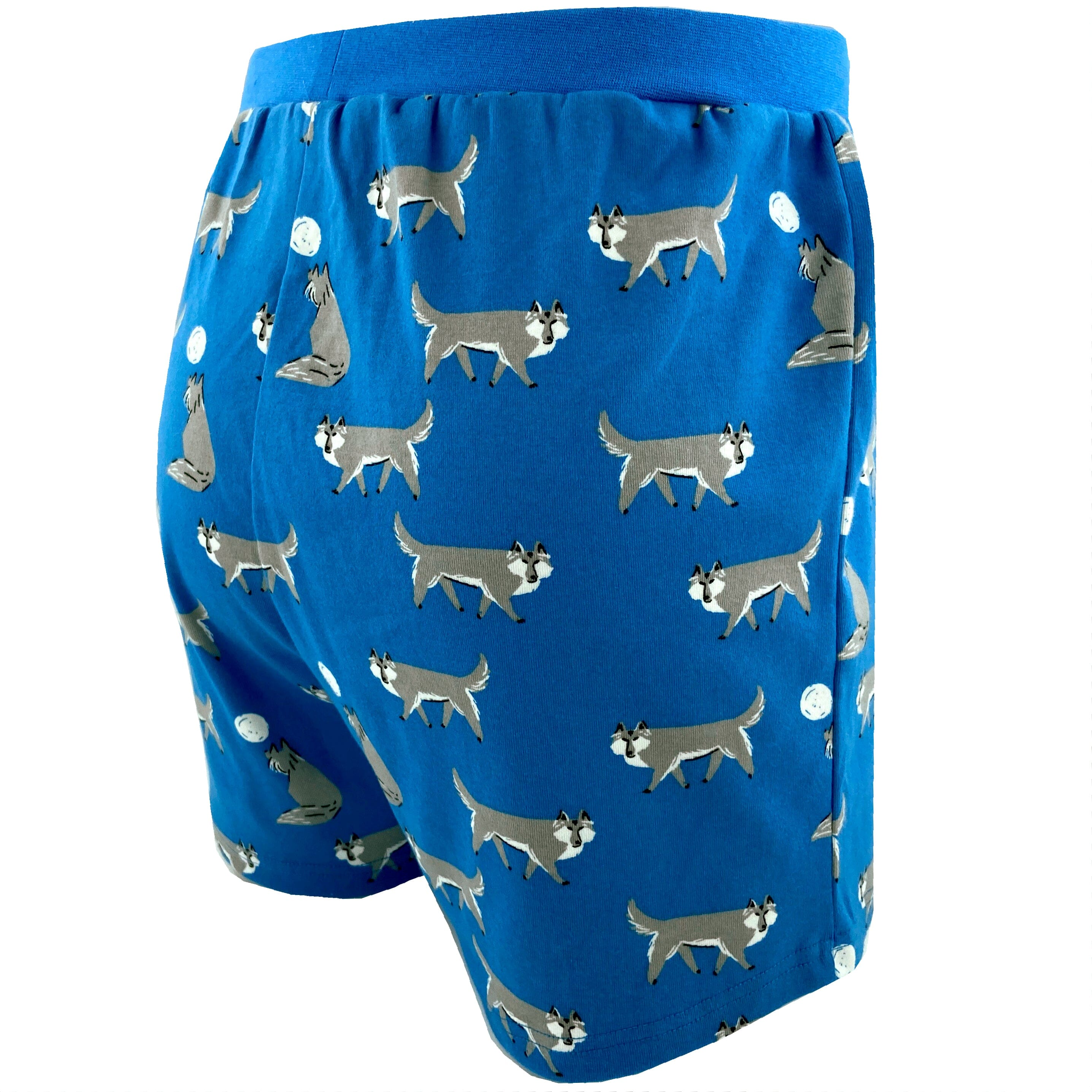 Men's Grey Wolves All Over Print Soft Cotton Knit Boxer Pajama Shorts