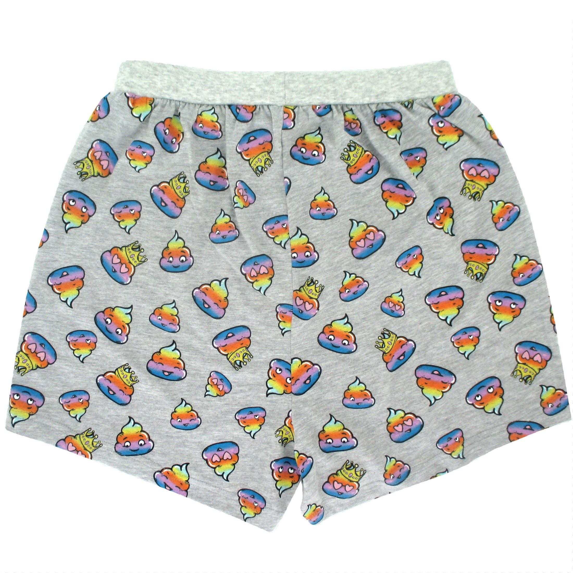 Funny Rainbow Smiley Poop Patterned Cotton Knit Boxer Shorts for Men