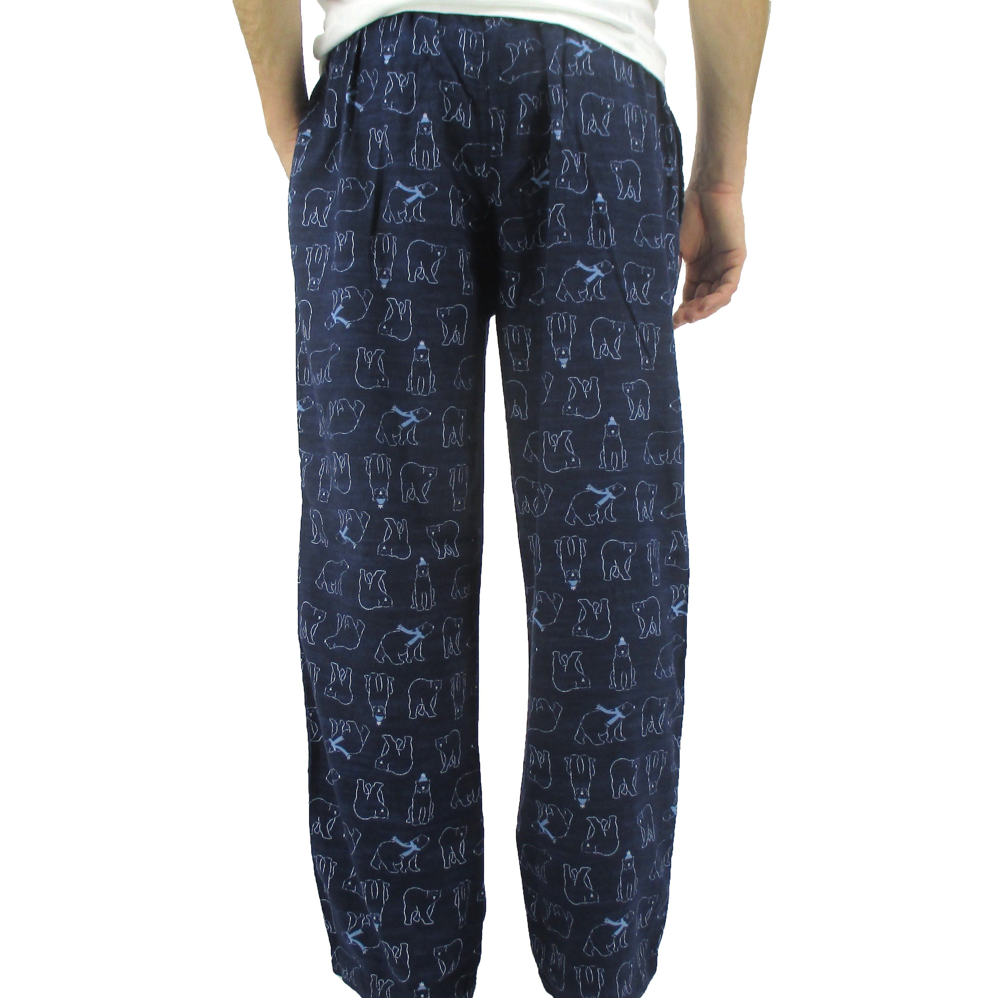 Comfy Soft Polar Bear Christmassy Winter Long Flannel Pants in Navy