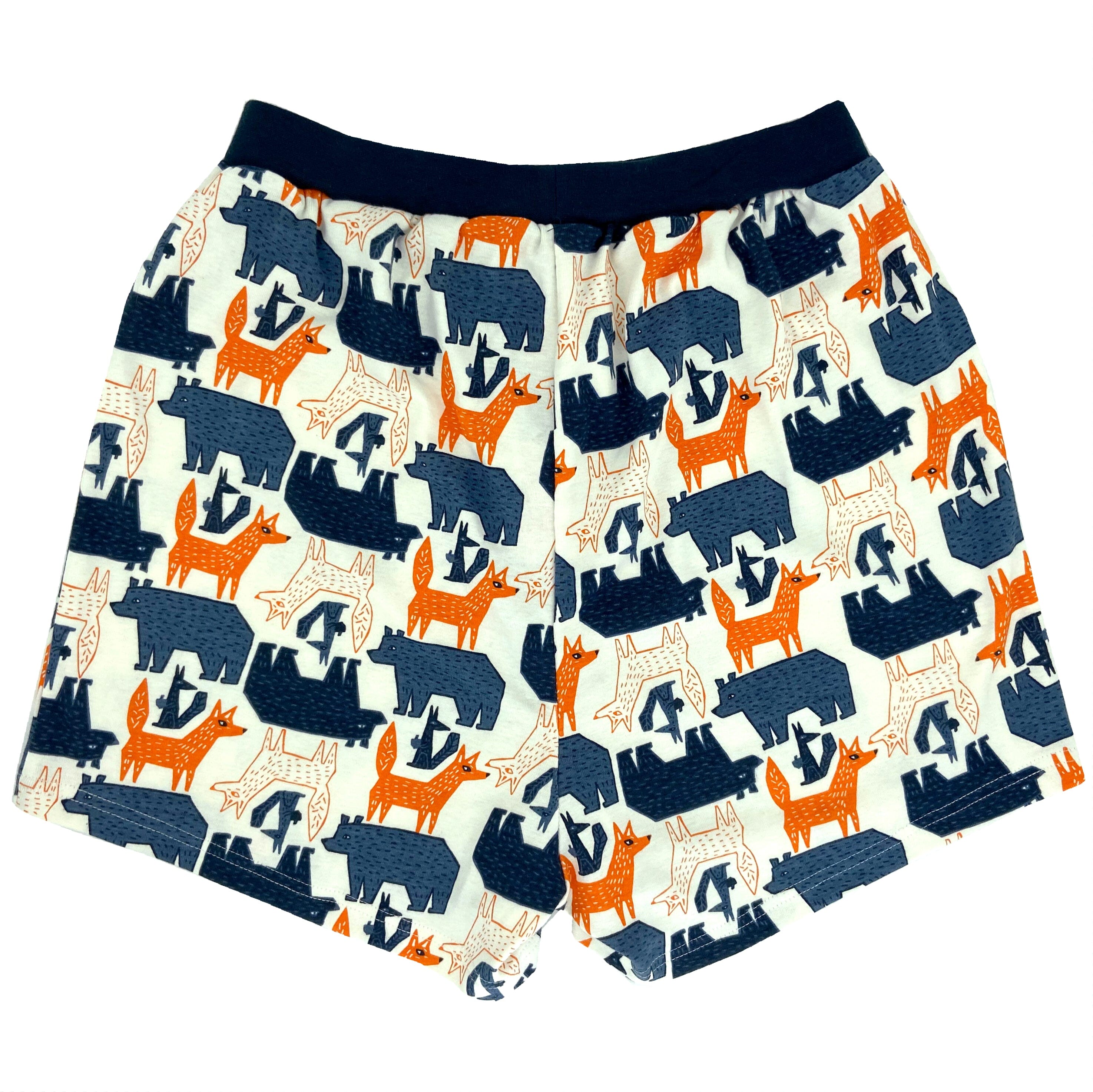 Men's Foxes and Bears All Over Print Cotton Knit Boxer Pajama Shorts