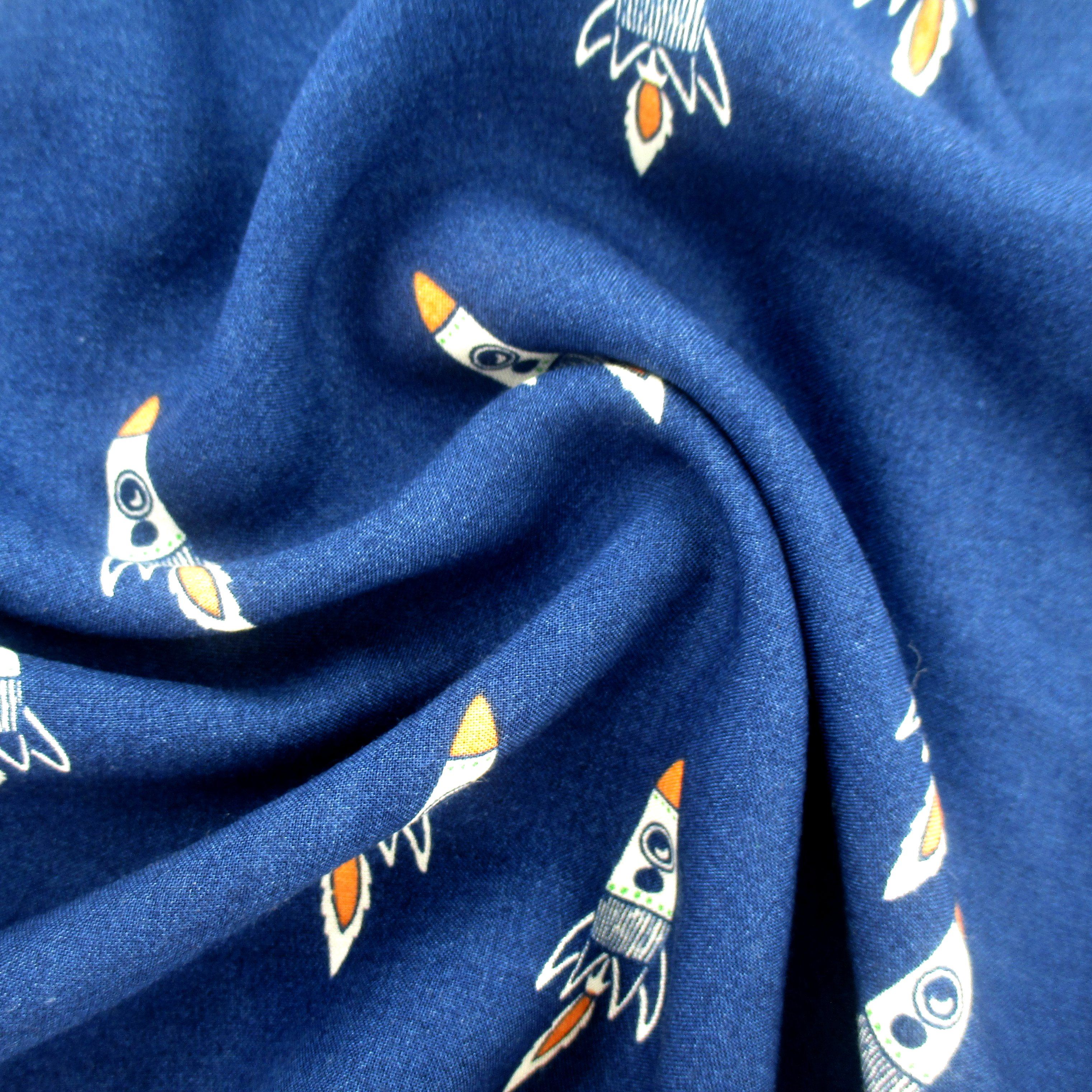 Men's Navy Blue Rocket Space Shuttle Patterned Soft Cotton Boxer Short
