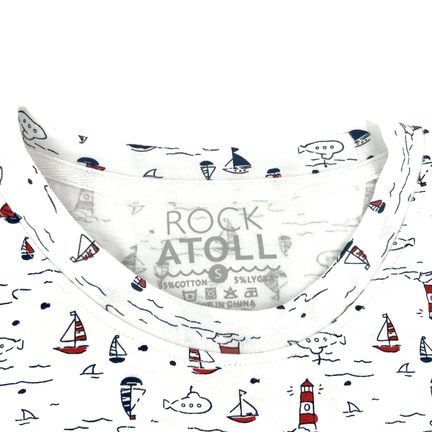 Sailor Inspired T-Shirt For Men. White Sailboat Lighthouse Print Top