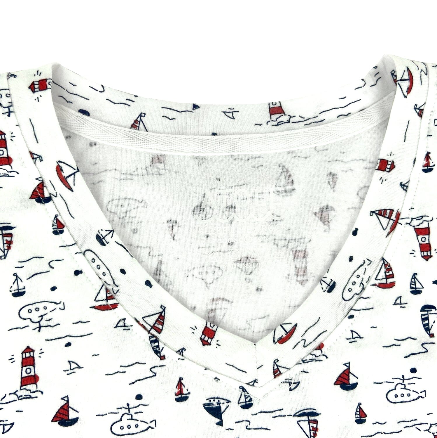 Sailor Inspired T-Shirt For Men. White Sailboat Lighthouse Print Top