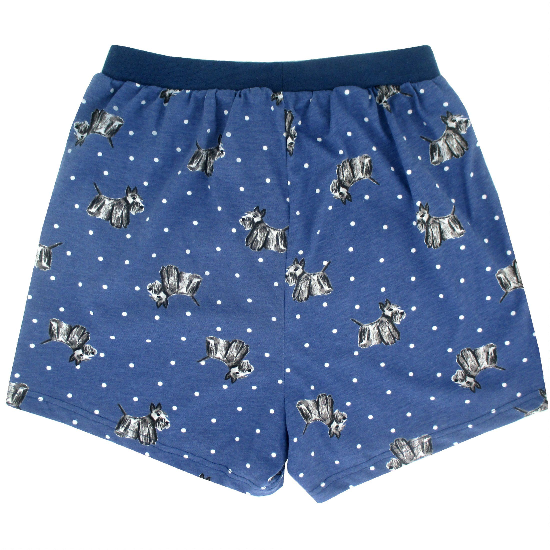 Men's Blue Scottie Dog Lover Print Stretch Cotton Knit Boxer Shorts