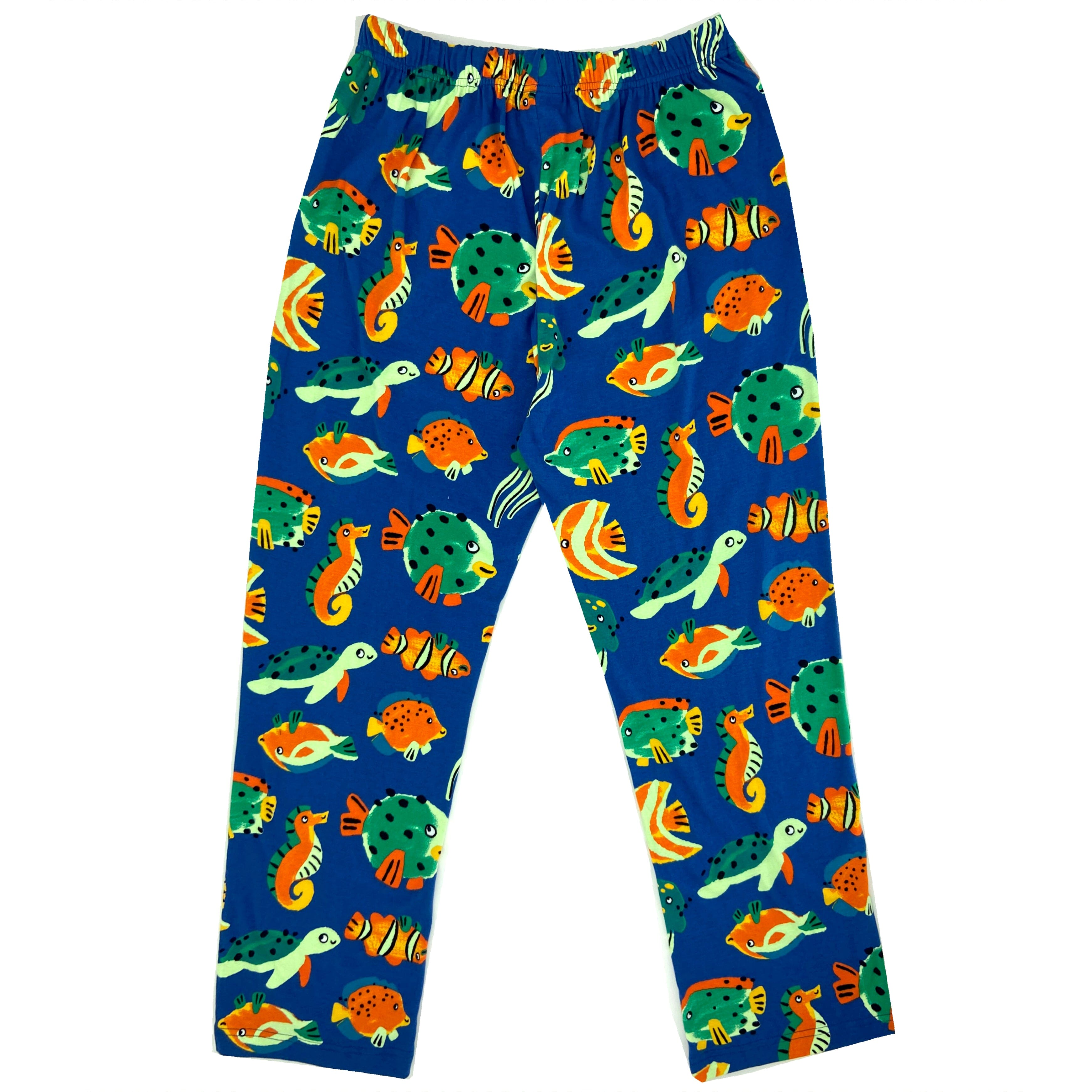 Men's Sea Creatures Themed Fish Seahorses Print Cotton Pajama Bottoms