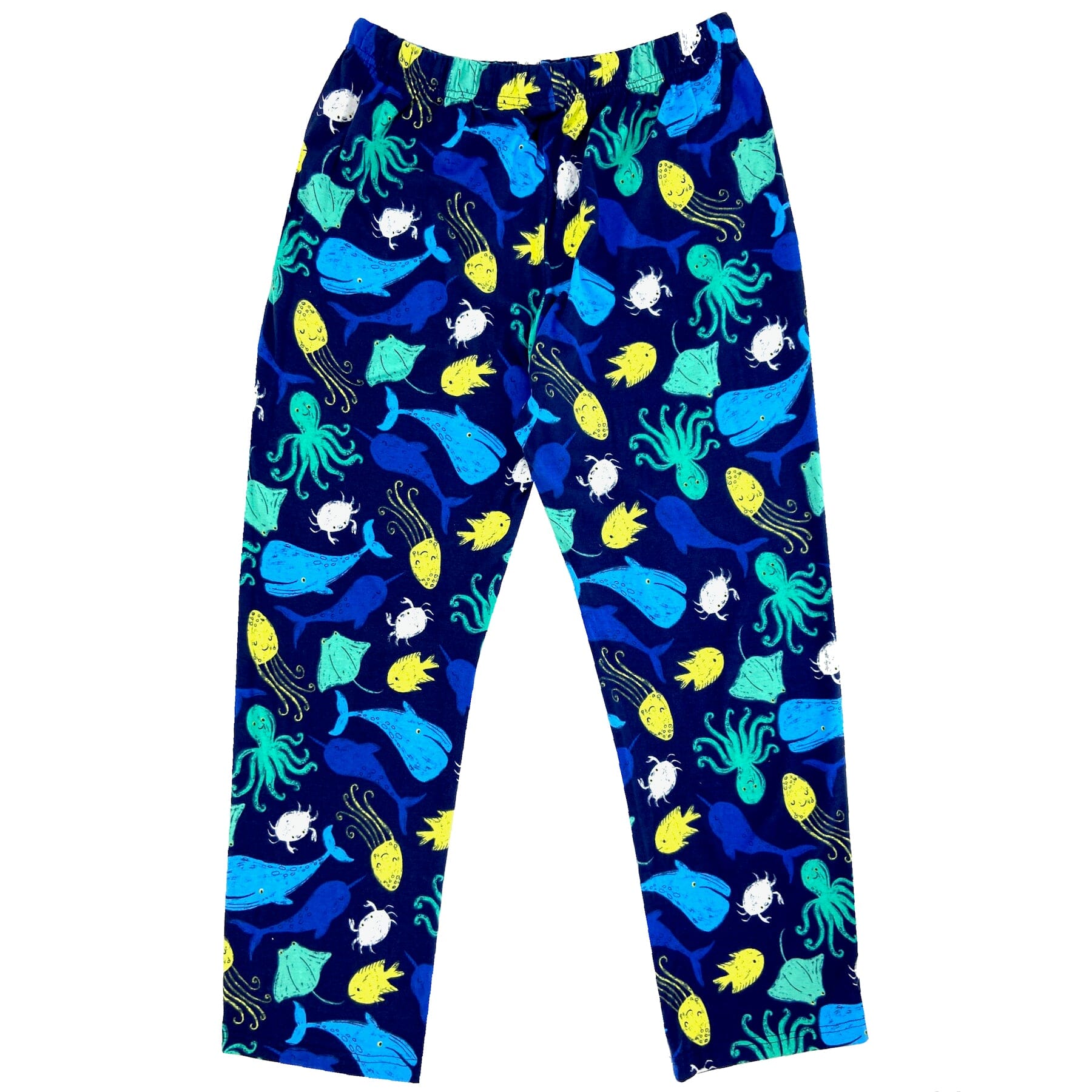 Men's Narwhal Octopus Crab Patterned Jersey Knit Long Pyjama Pants