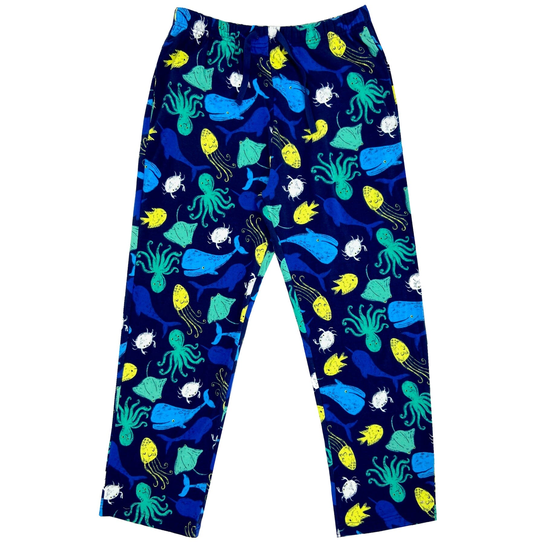Men's Narwhal Octopus Crab Patterned Jersey Knit Long Pyjama Pants