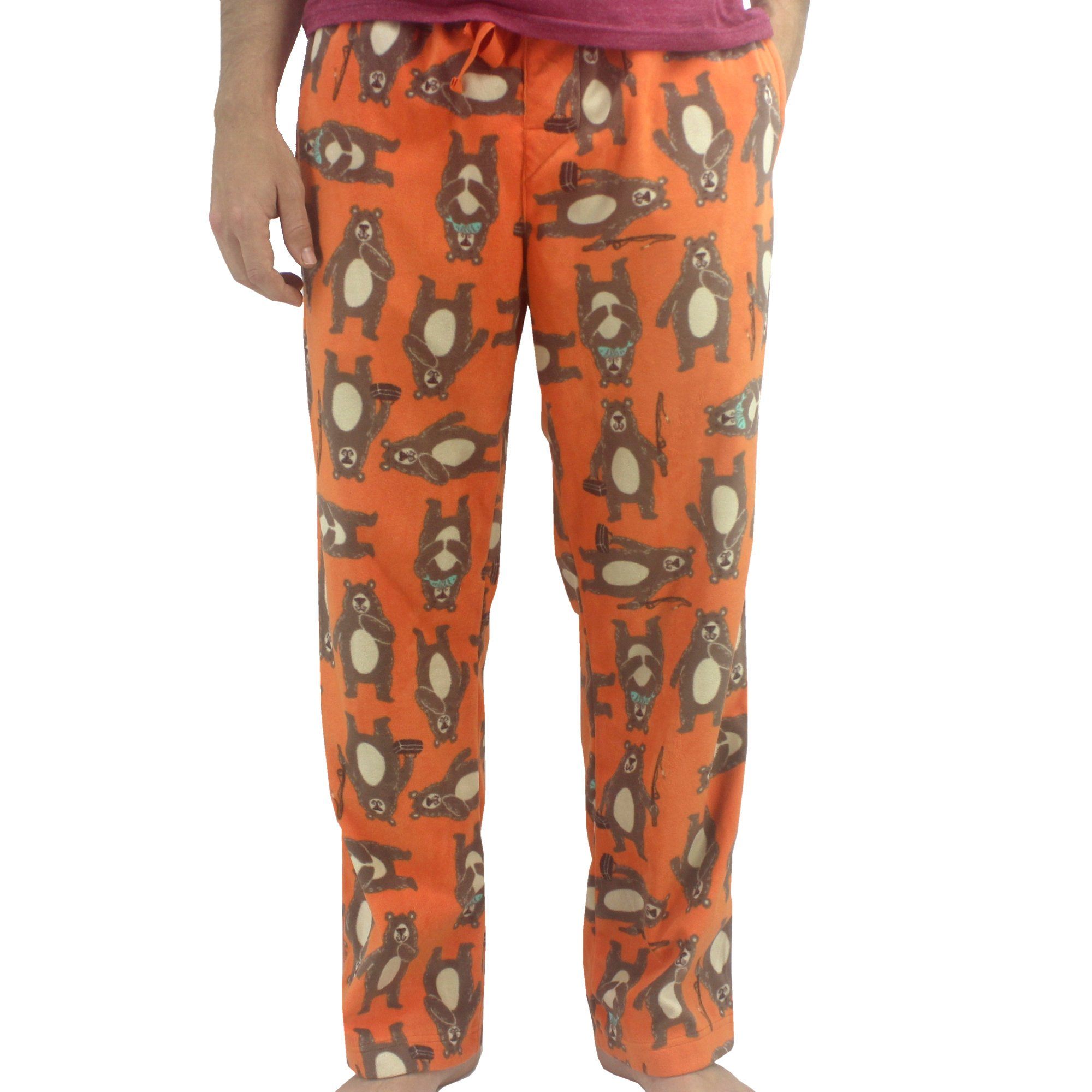 Men's Pajama Sleep Bottoms Bear Fish M / Orange
