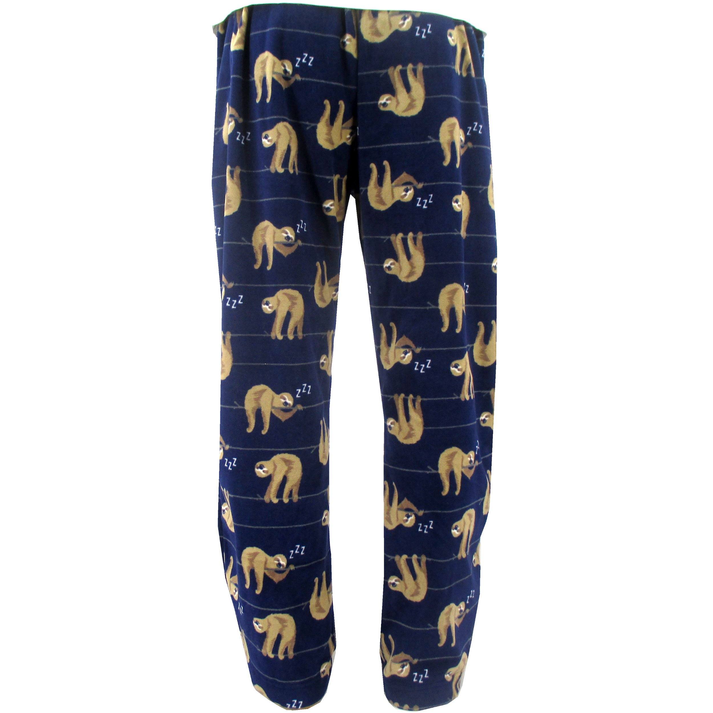 Men's Super Soft Cozy Fleece Pajama Bottoms with Sleeping Sloth Print