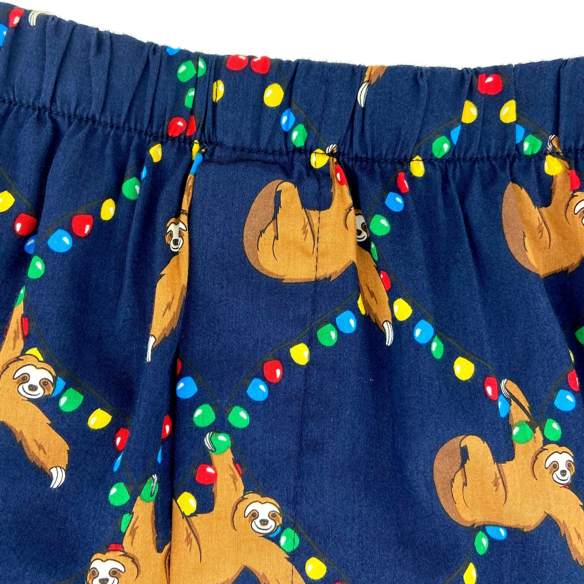 Festive Holiday Sloths on Christmas Lights Print Cotton Boxer Shorts