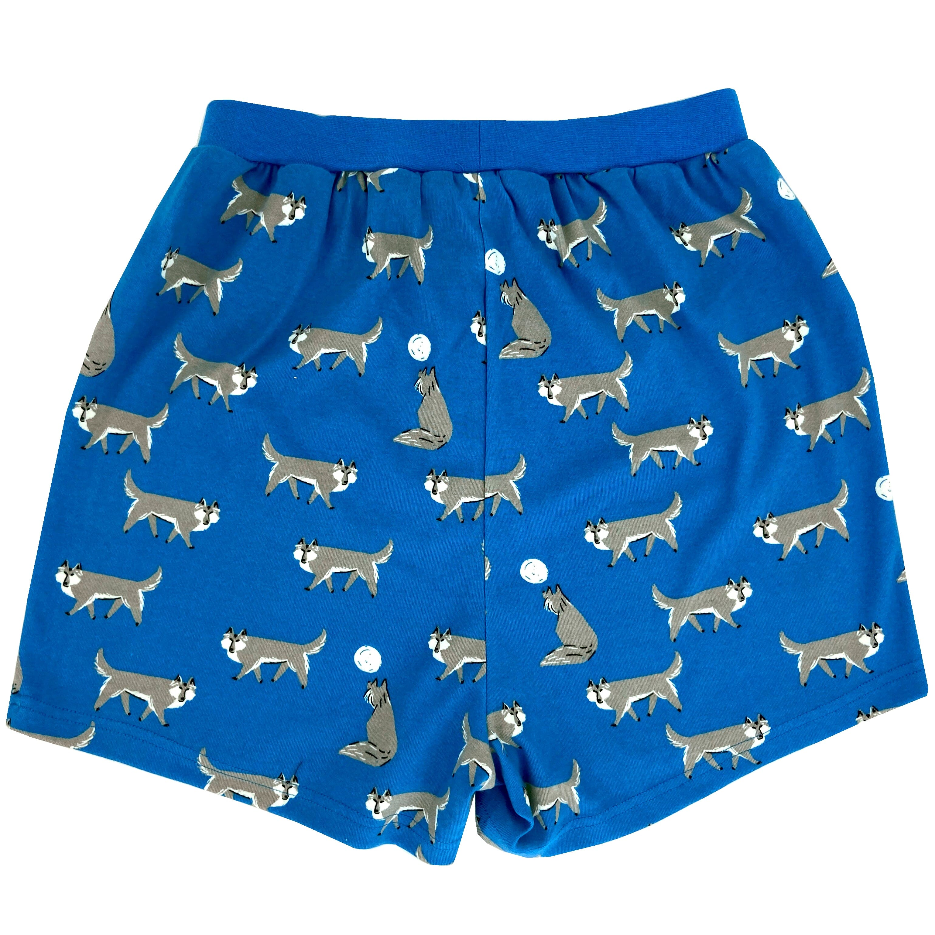Men's Grey Wolves All Over Print Soft Cotton Knit Boxer Pajama Shorts