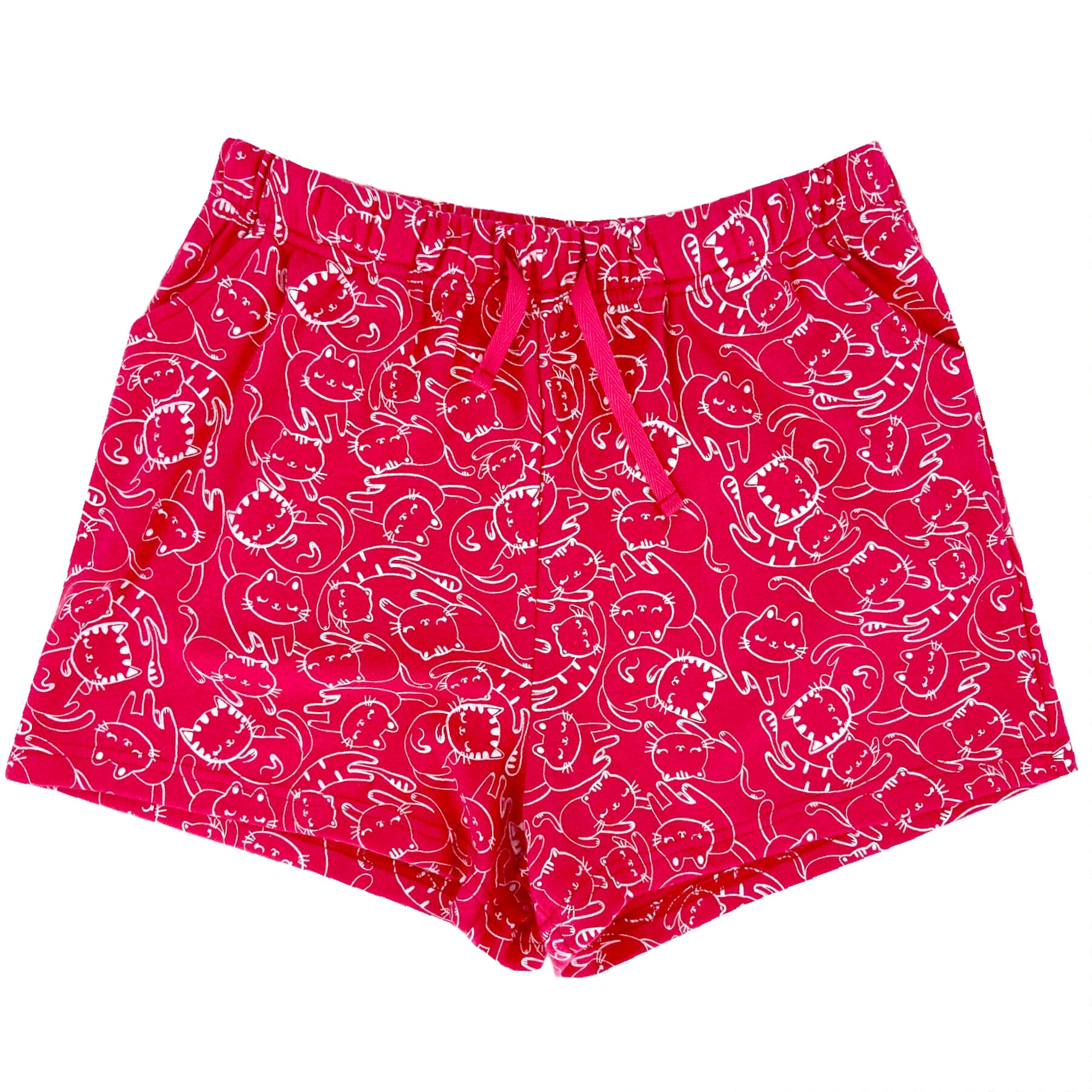 Women's Adorable Sleepy Kitty Cat Patterned Knit PJ Pyjama Shorts