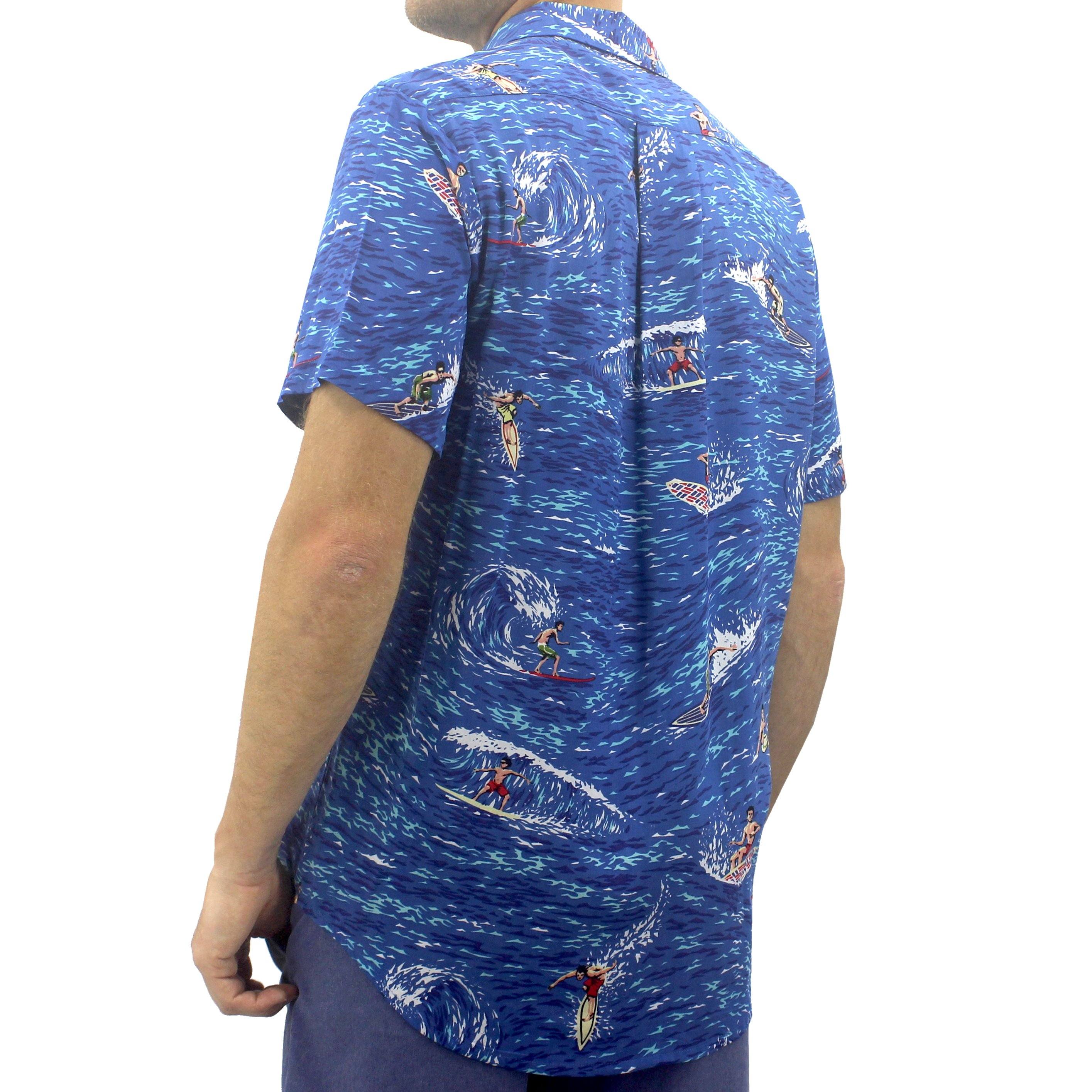 Surfer Patterned Cotton Summer Short Sleeve Button Up Shirts