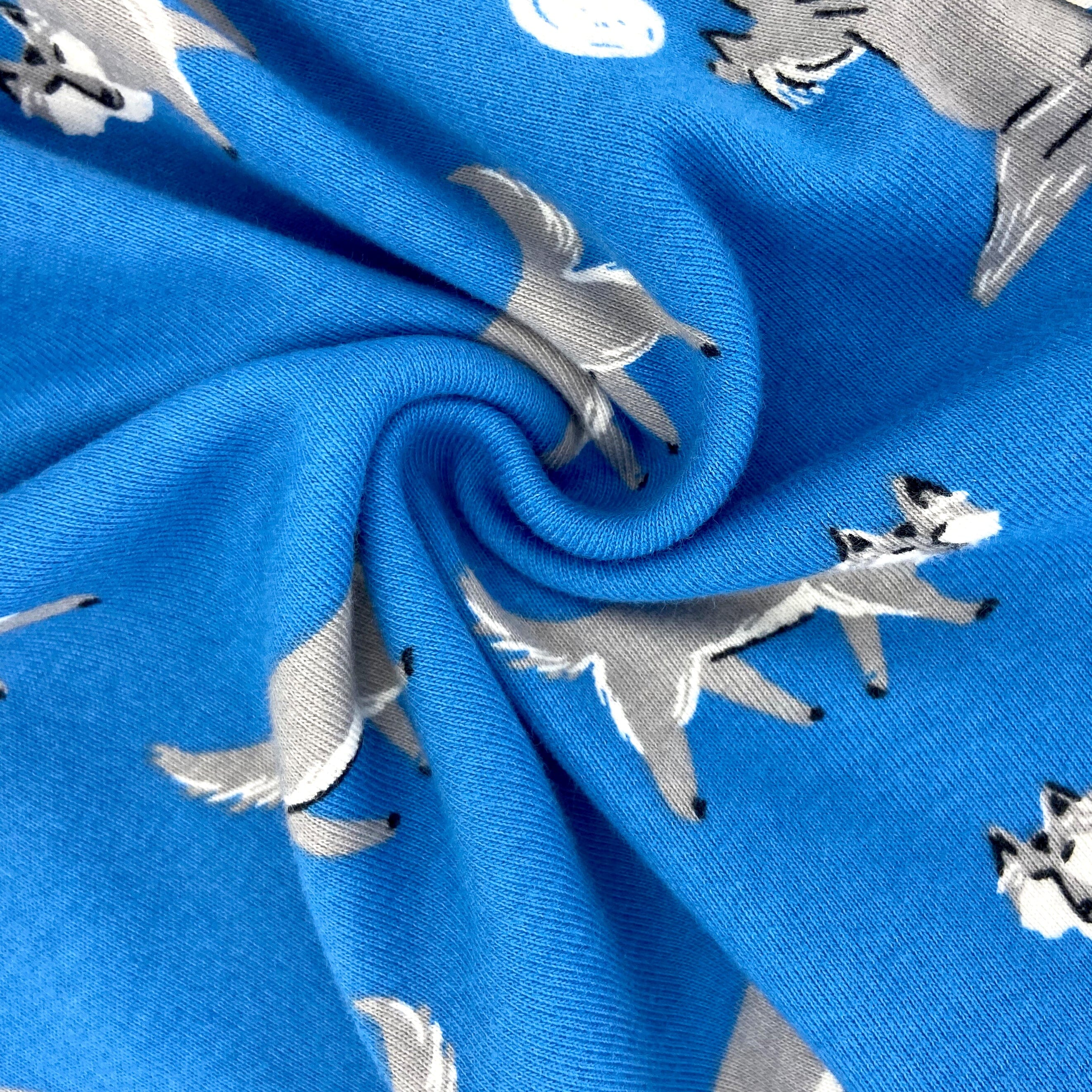 Men's Grey Wolves All Over Print Soft Cotton Knit Boxer Pajama Shorts