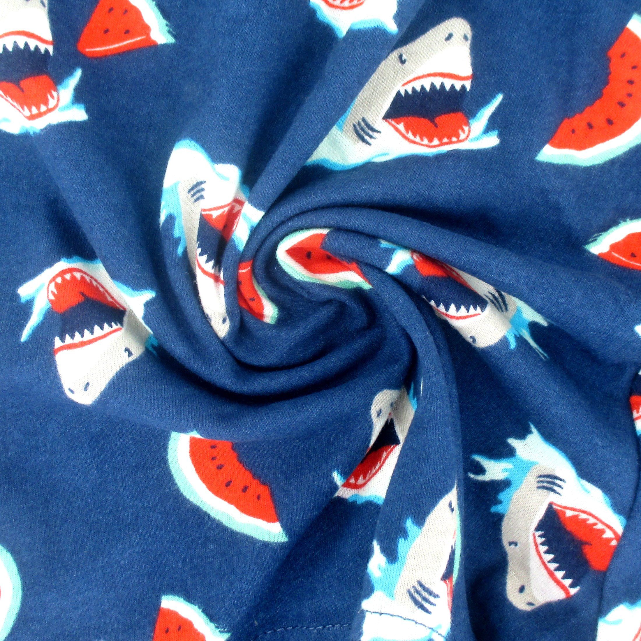 Men's Blue Shark Watermelon All Over Print Cotton Knit Boxer Shorts