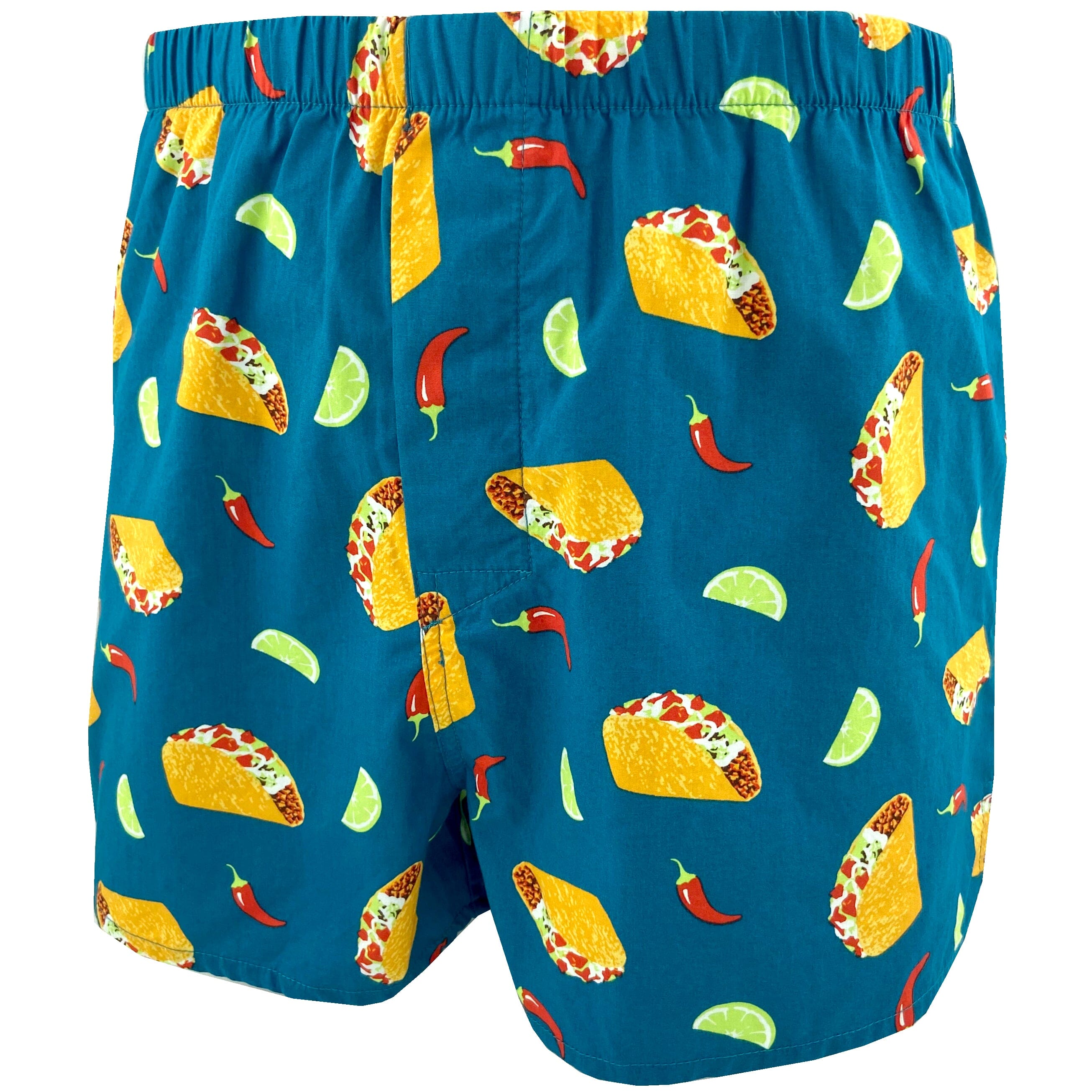Buy Men's Food Inspired Taco Lime and Chili Print Cotton Boxer Shorts