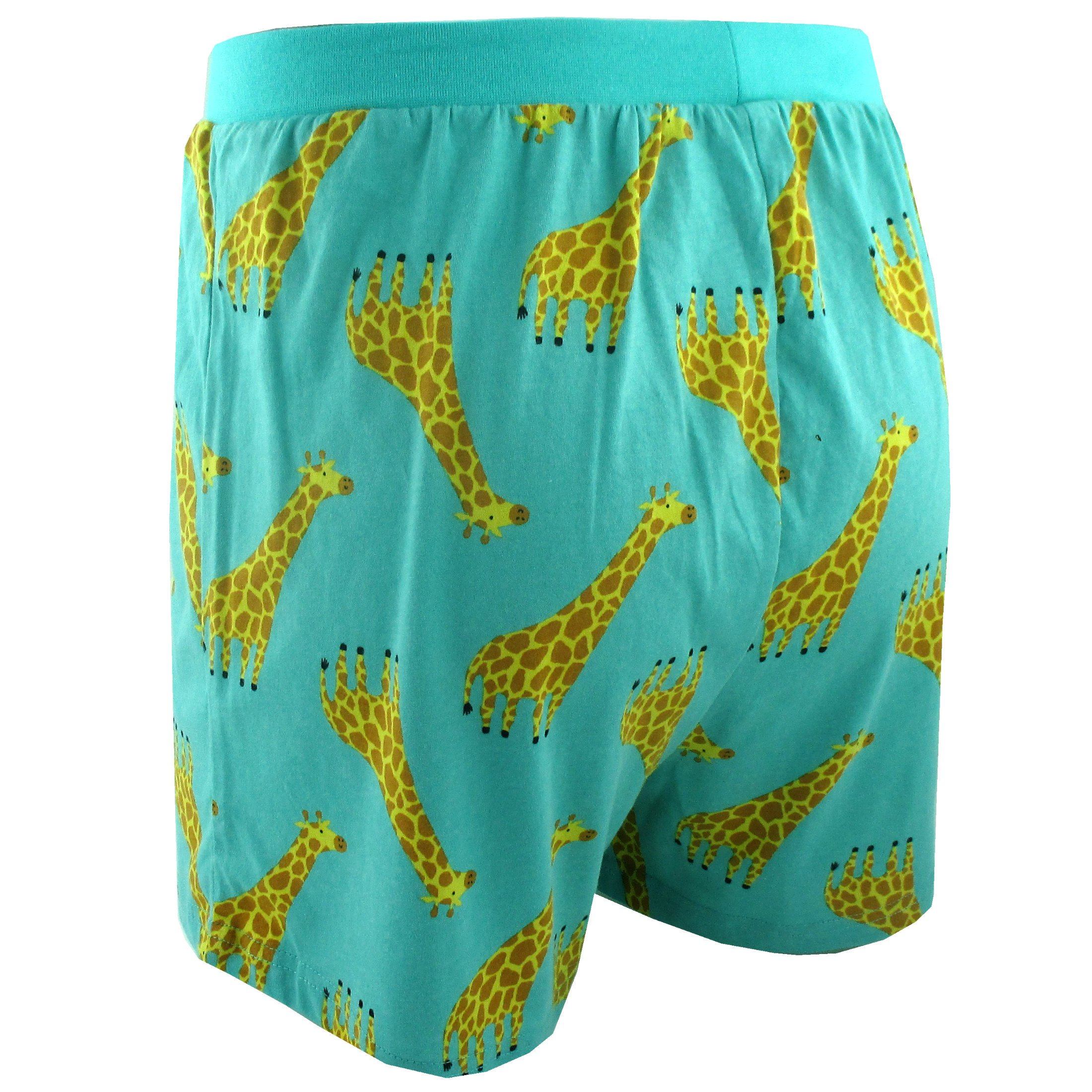 Cute Cartoon Giraffe All Over Print Cotton Jersey Knit Boxer Shorts