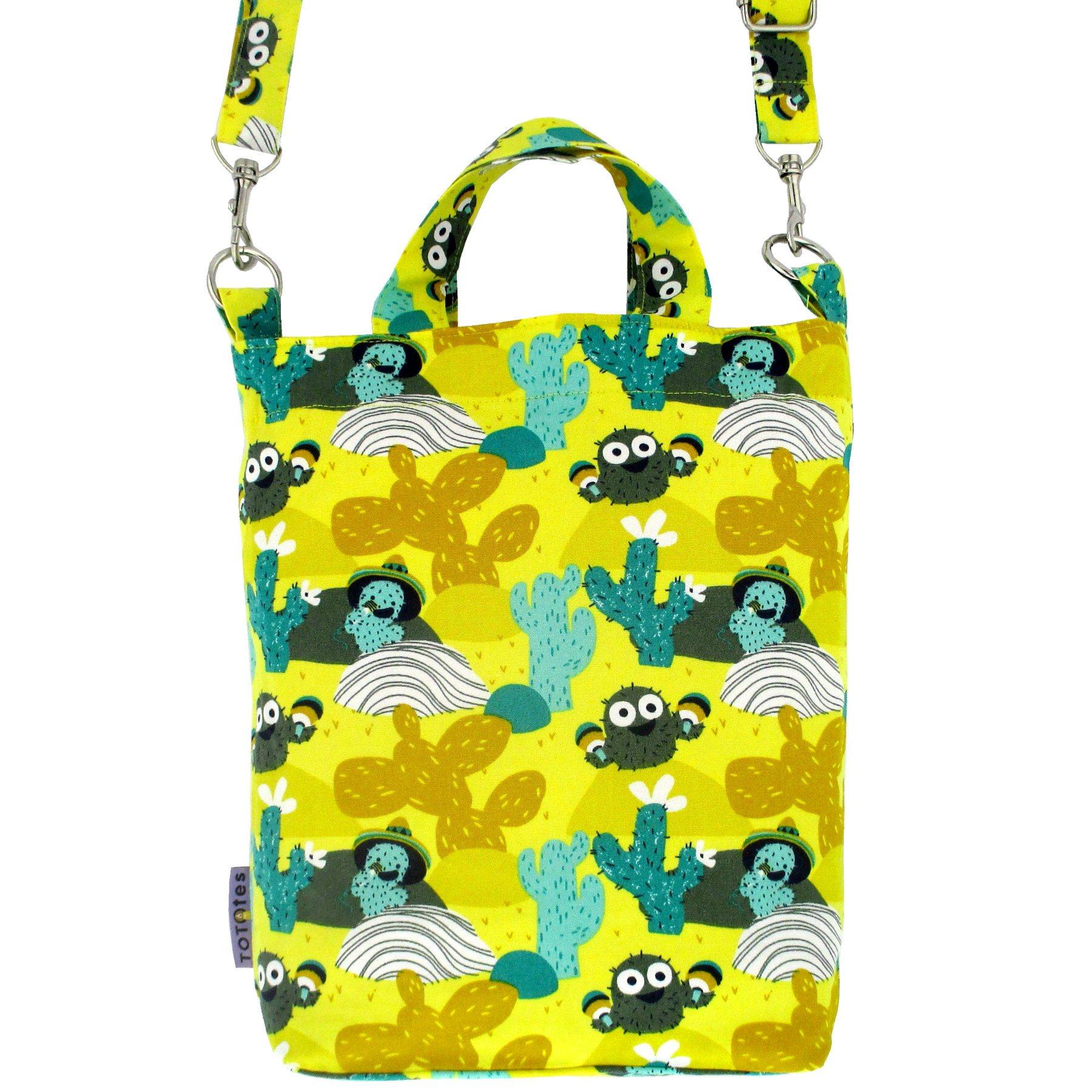 Bright Yellow Desert Themed Cactus Sombrero Print Duck Tote Bag