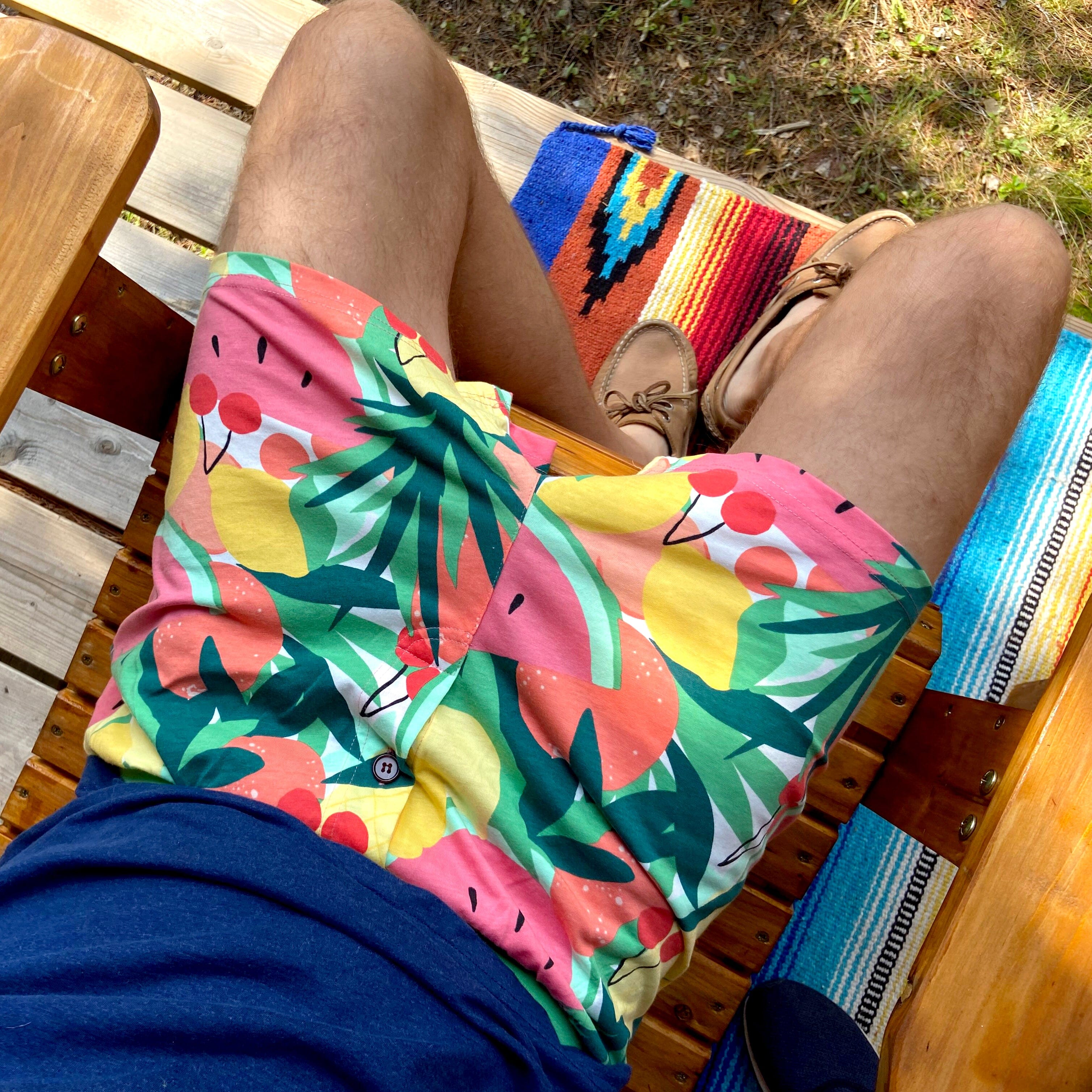 Men's Tropical Fruit Pineapple All Over Print Cotton Pajama Bottoms