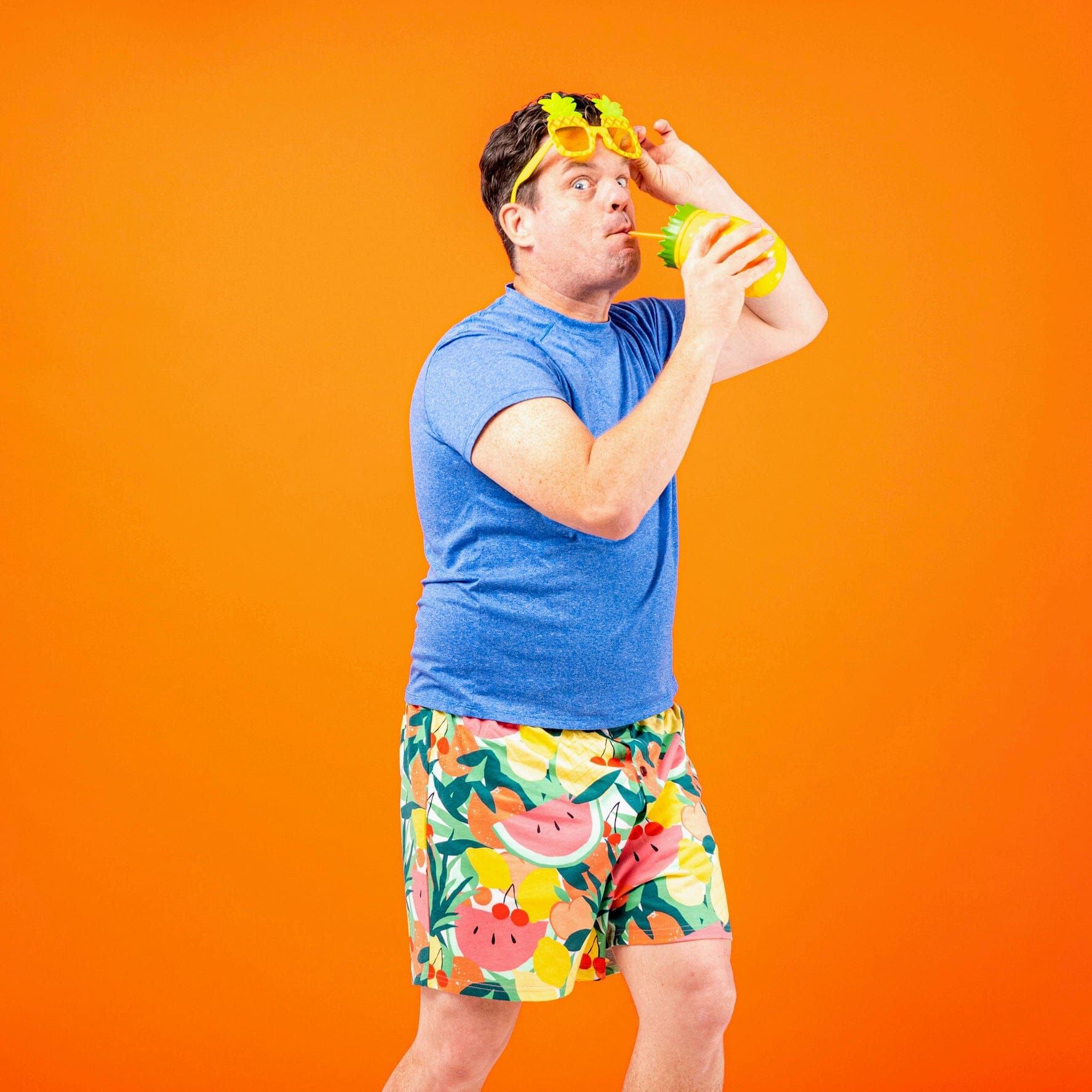 Men's Tropical Fruit Pineapple All Over Print Cotton Pajama Bottoms