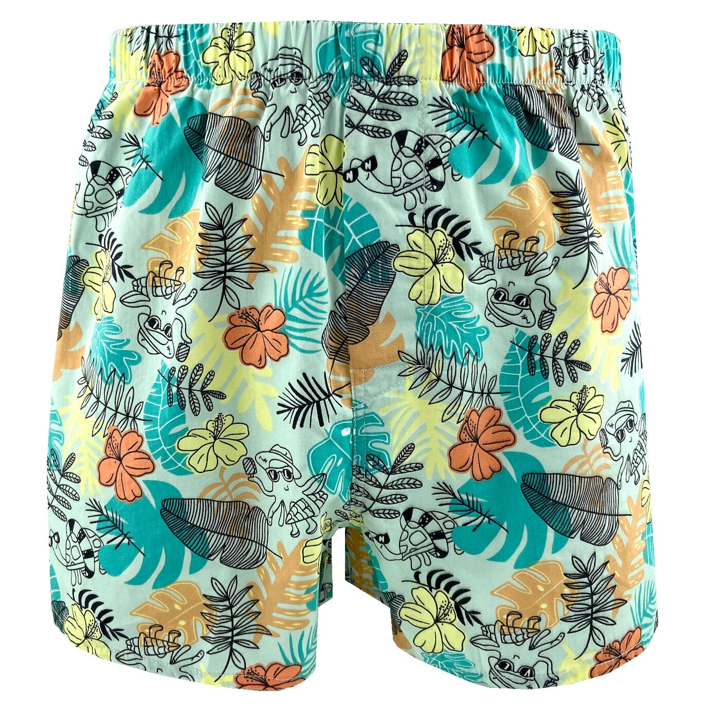 Men's Colorful Leaves Octopus Turtle Patterned Cotton Boxer Shorts