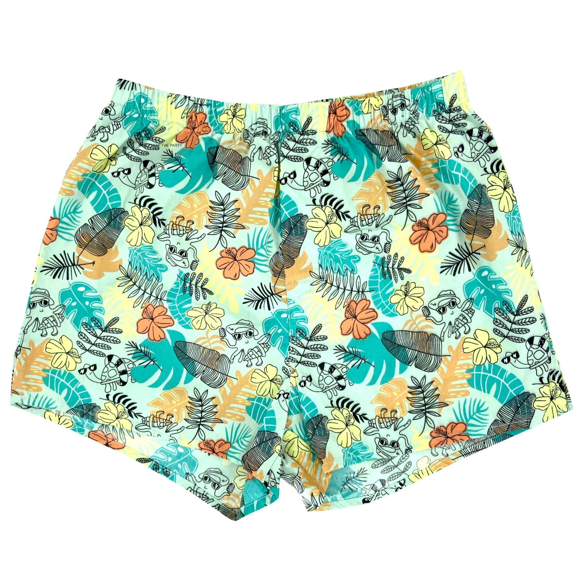 Men's Colorful Leaves Octopus Turtle Patterned Cotton Boxer Shorts