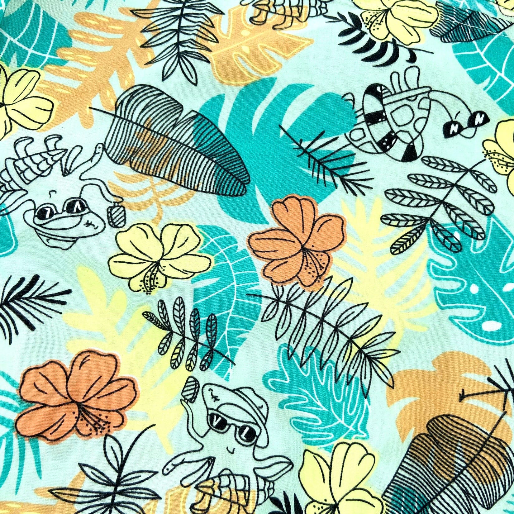 Men's Colorful Leaves Octopus Turtle Patterned Cotton Boxer Shorts