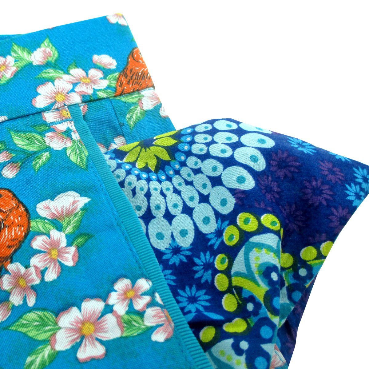 Colorful Bird Floral All Over Print Flat Front Chinos Shorts for Women in Blue