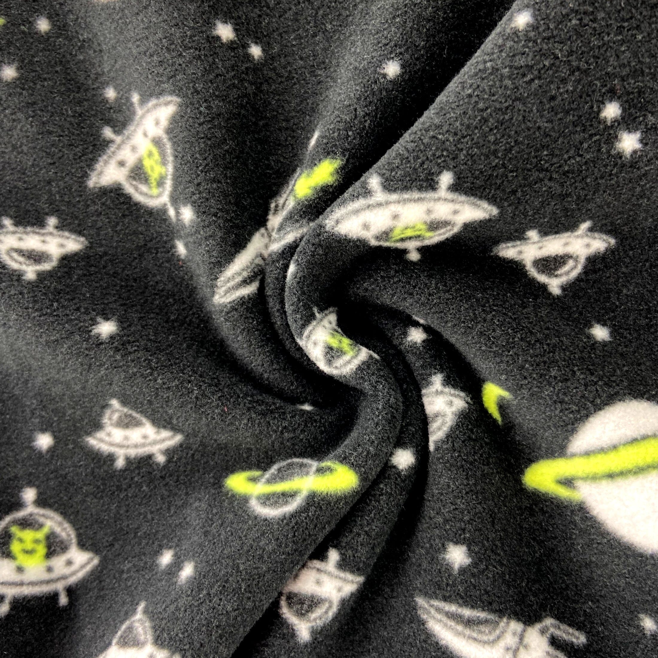 Men's Space Inspired UFO Alien Rocket Saturn Print Fleece Pajama Pants