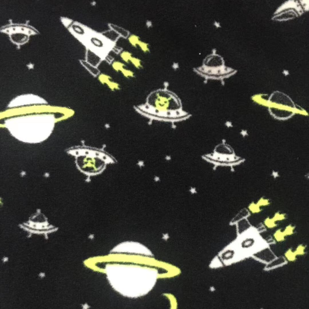 Men's Space Inspired UFO Alien Rocket Saturn Print Fleece Pajama Pants