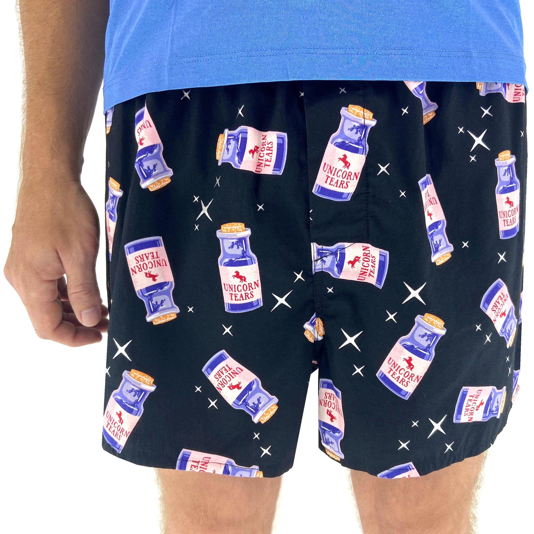 Men's Breakfast Themed Colorful Cereal Boxes Print Cotton Boxer Shorts
