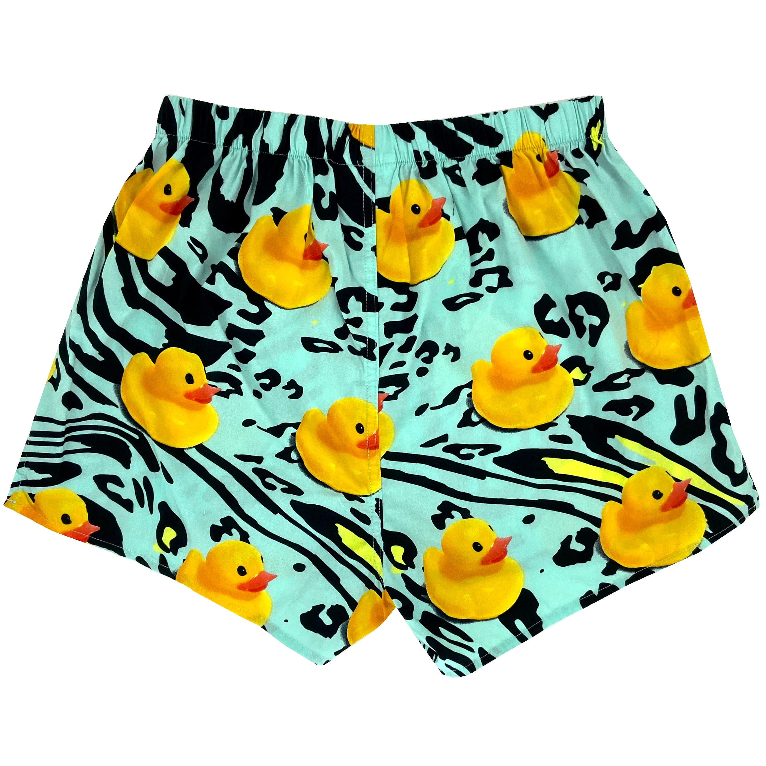 Mens Yellow Rubber Ducky All Over Print Cotton Boxer Shorts on Blue