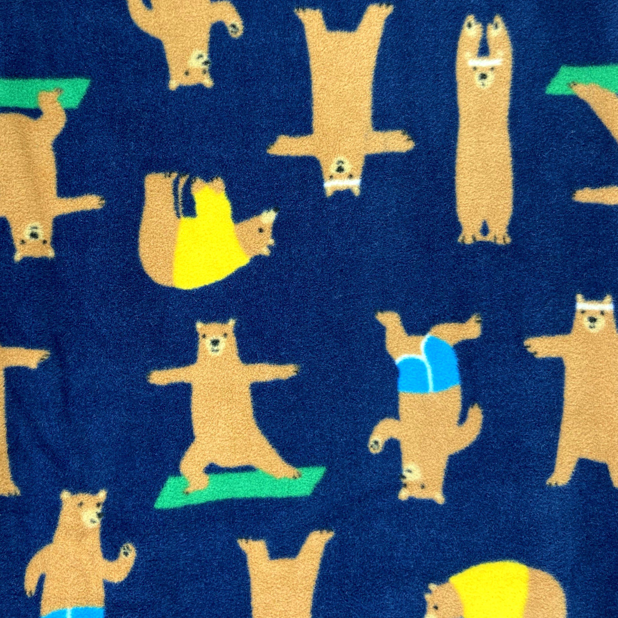 Soft Warm Cozy Fleece Pajama Bottoms. Bears Doing Yoga Print Pants